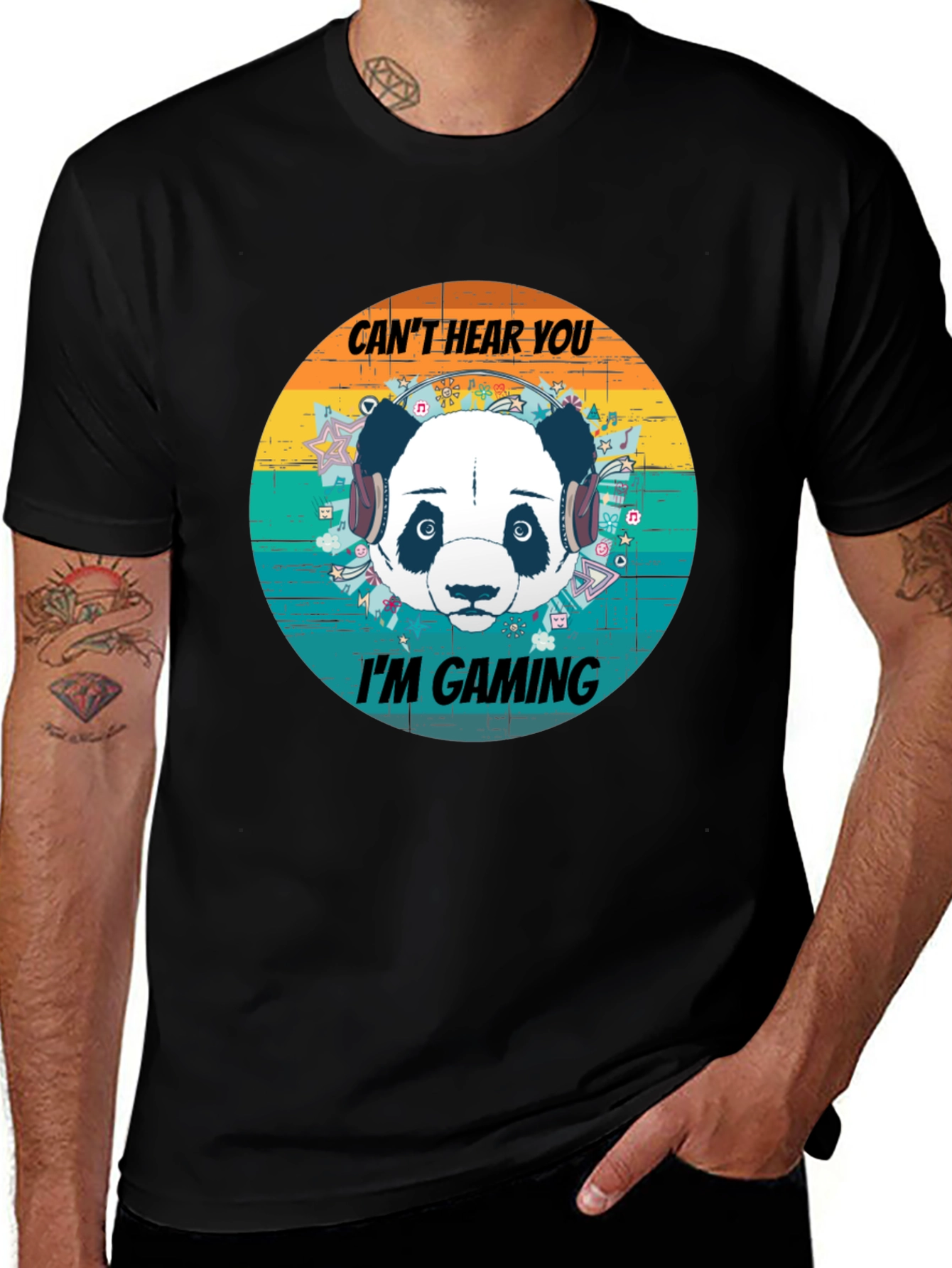 Cant Hear You Im Gaming Panda Graphic T-Shirt