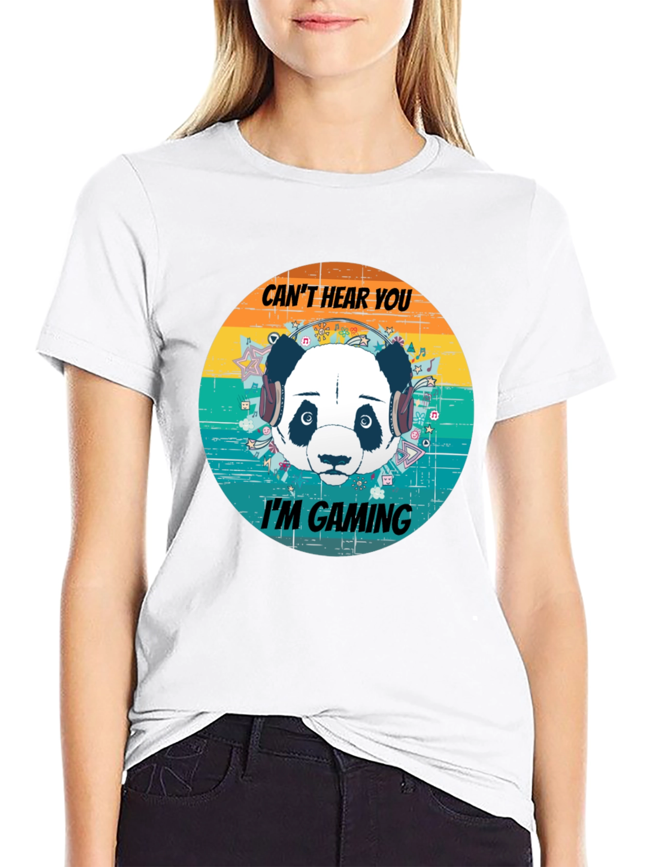 Cant Hear You Im Gaming Panda Graphic T-Shirt
