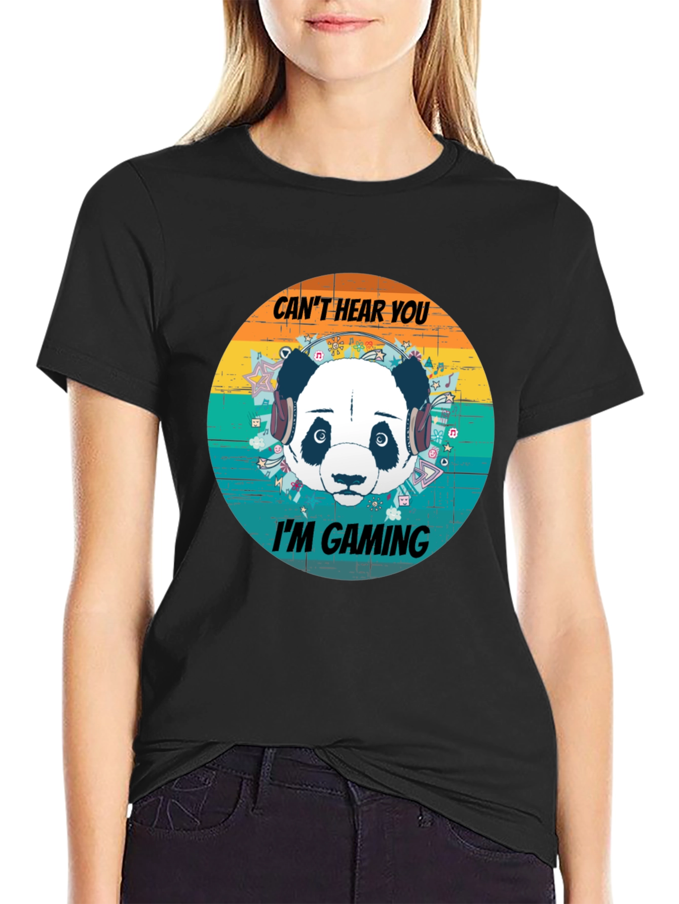 Cant Hear You Im Gaming Panda Graphic T-Shirt