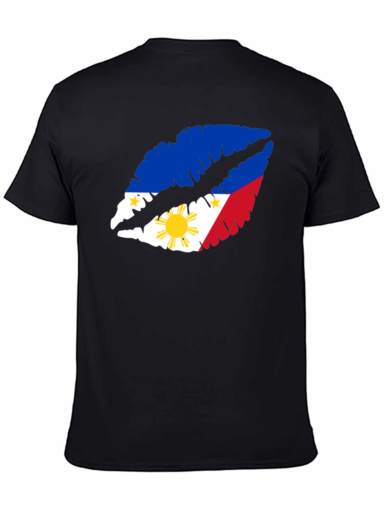 Philippines Flag Lips Black T-Shirt