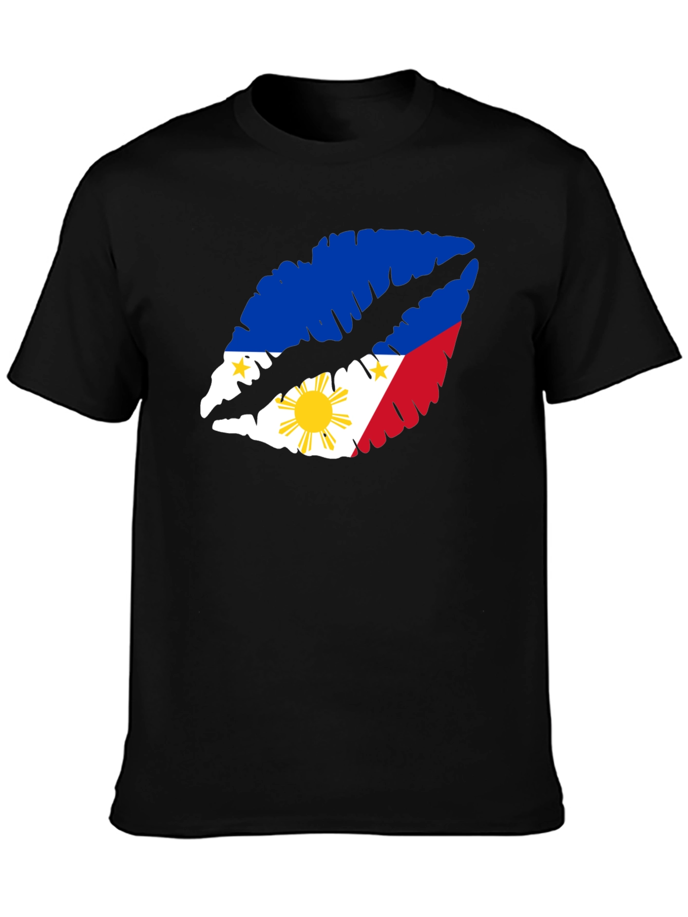 Philippines Flag Lips Black T-Shirt
