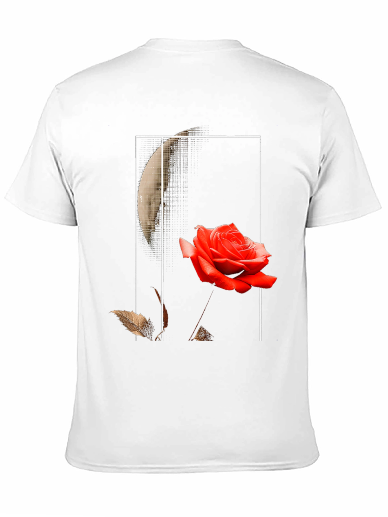 Rose and Moon Graphic Print Black T-Shirt