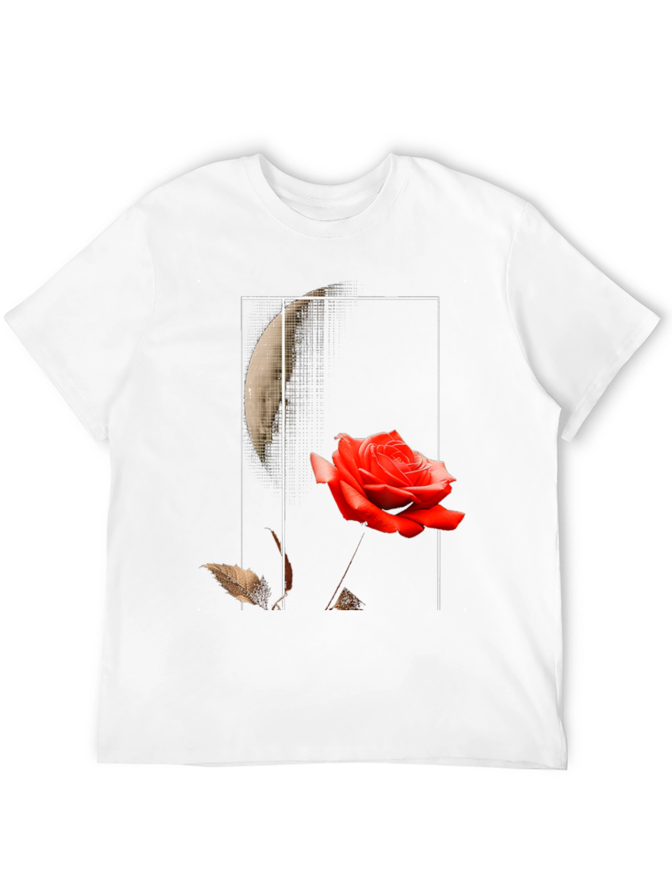 Rose and Moon Graphic Print Black T-Shirt