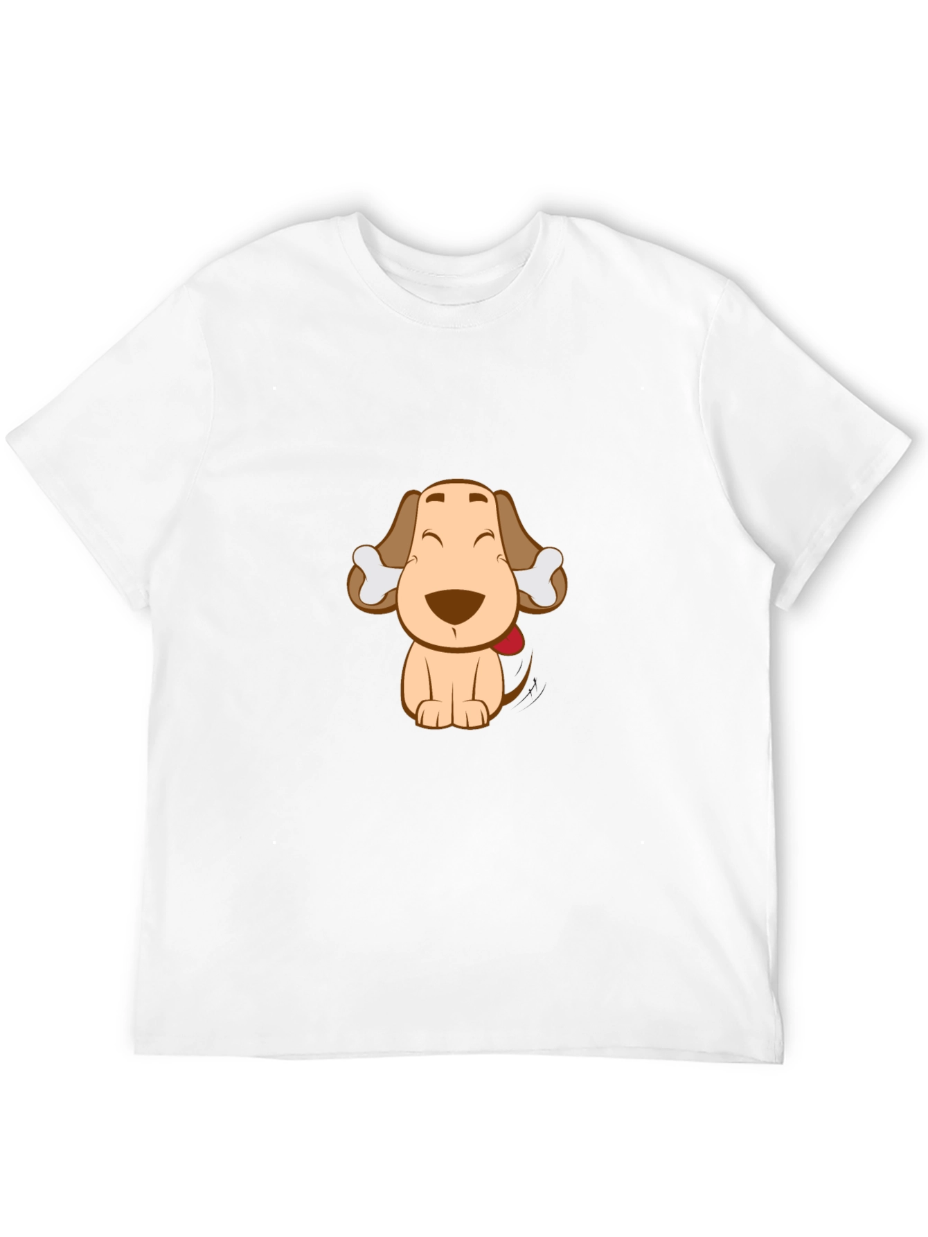 Cute Cartoon Dog Graphic Tee - Black