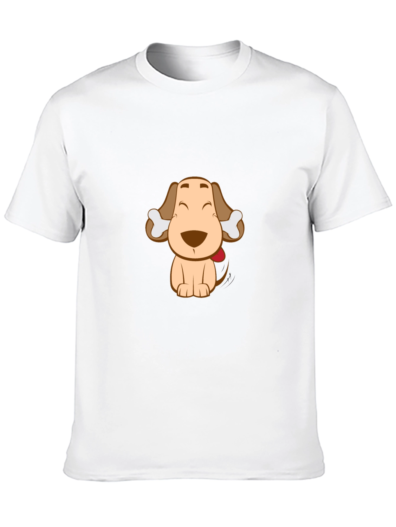 Cute Cartoon Dog Graphic Tee - Black