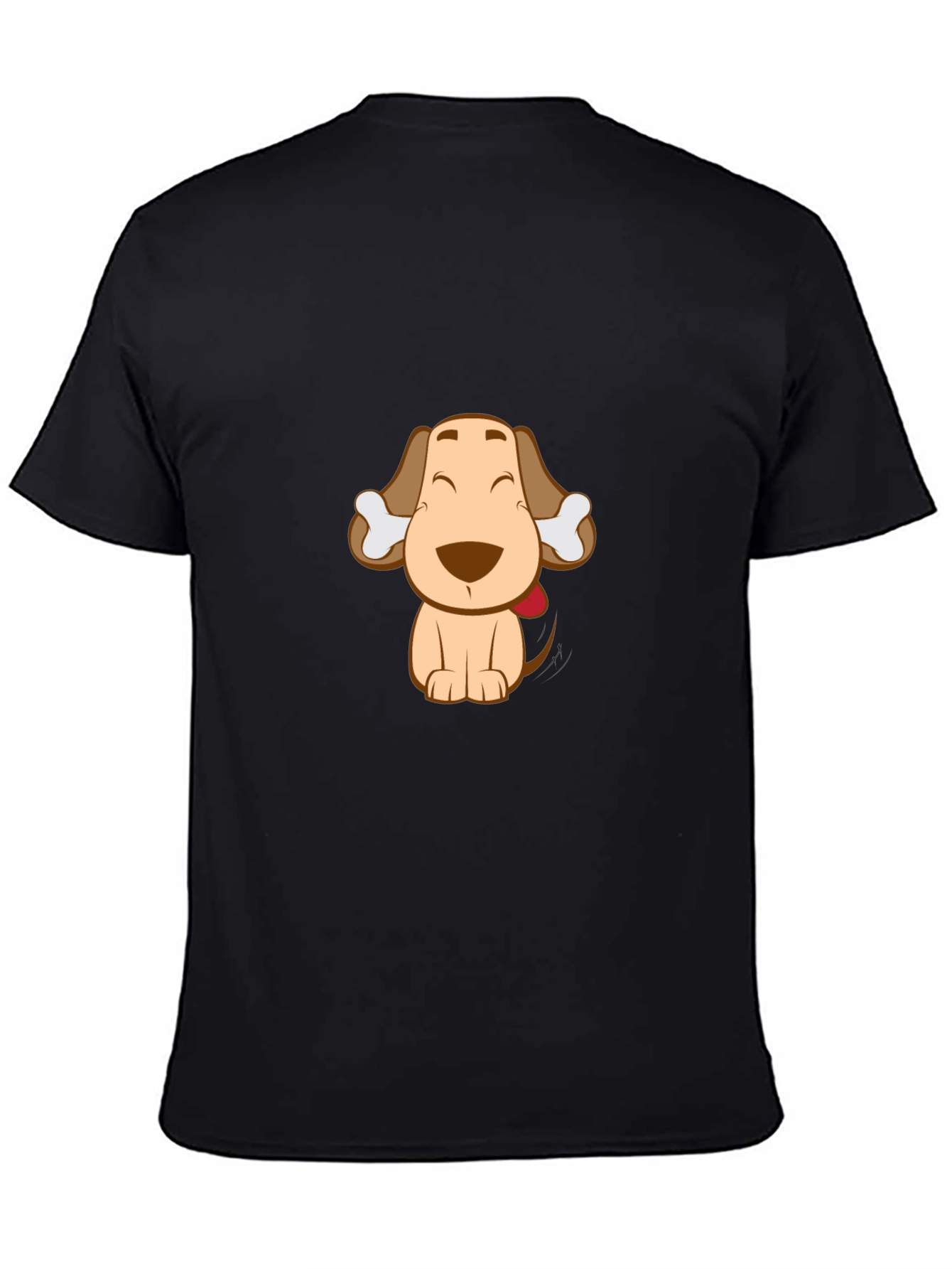 Cute Cartoon Dog Graphic Tee - Black