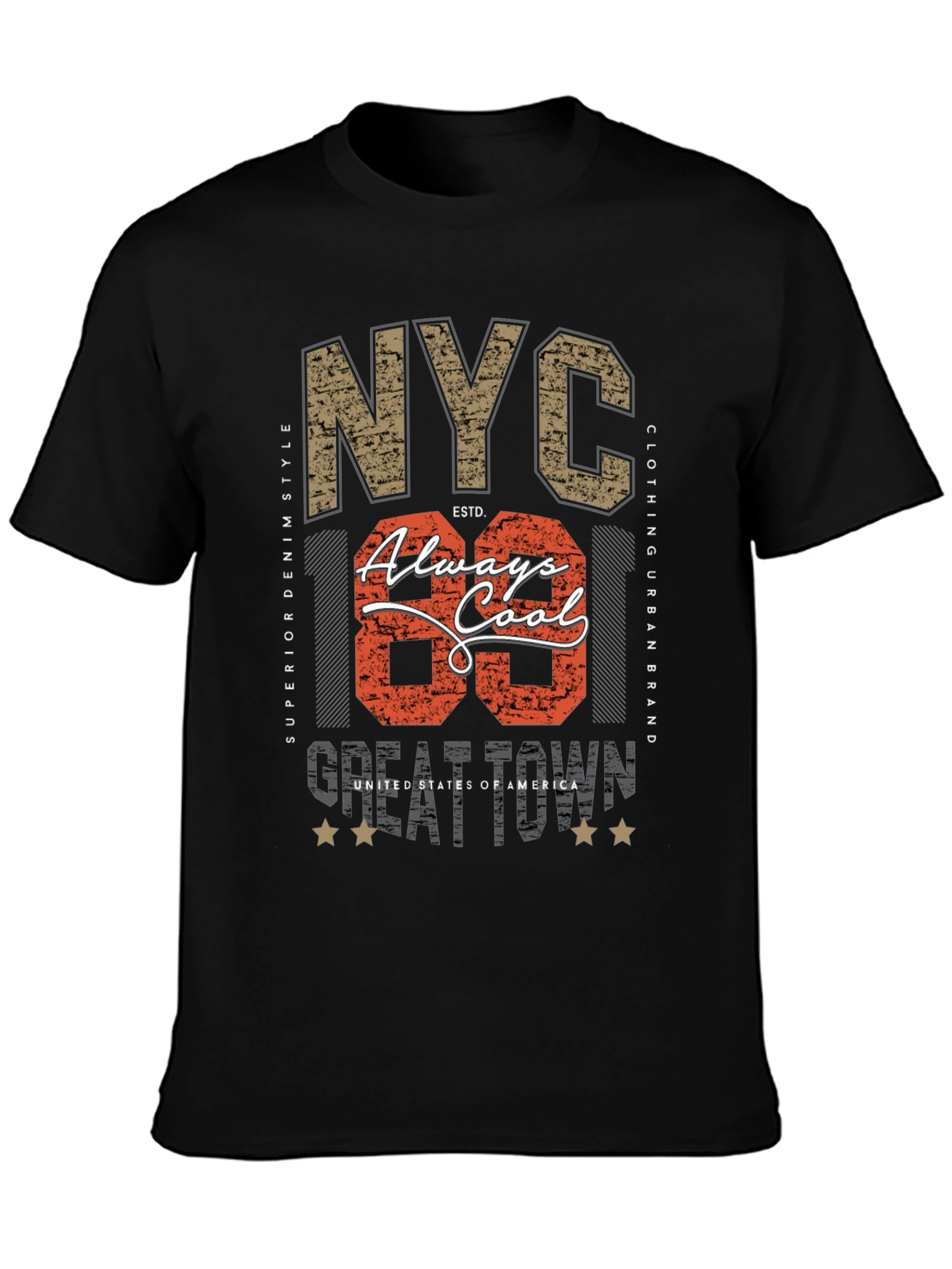 NYC Always Cool Graphic Print Black T-Shirt