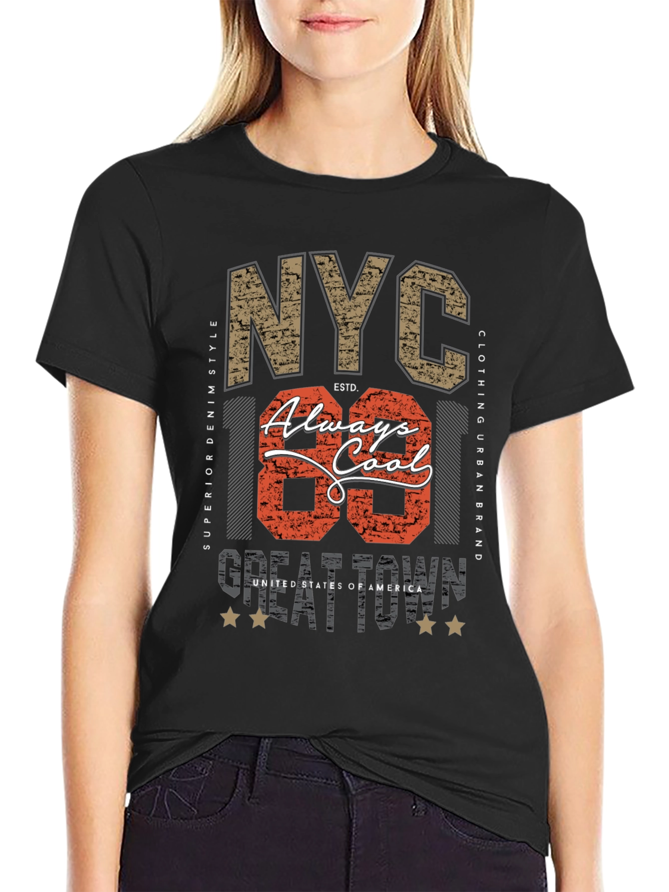 NYC Always Cool Graphic Print Black T-Shirt