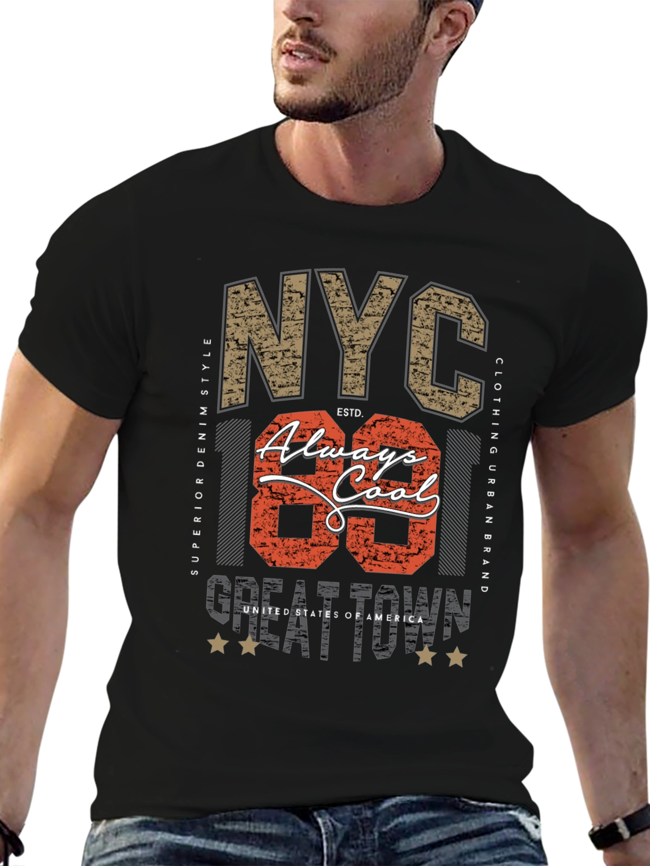 NYC Always Cool Graphic Print Black T-Shirt
