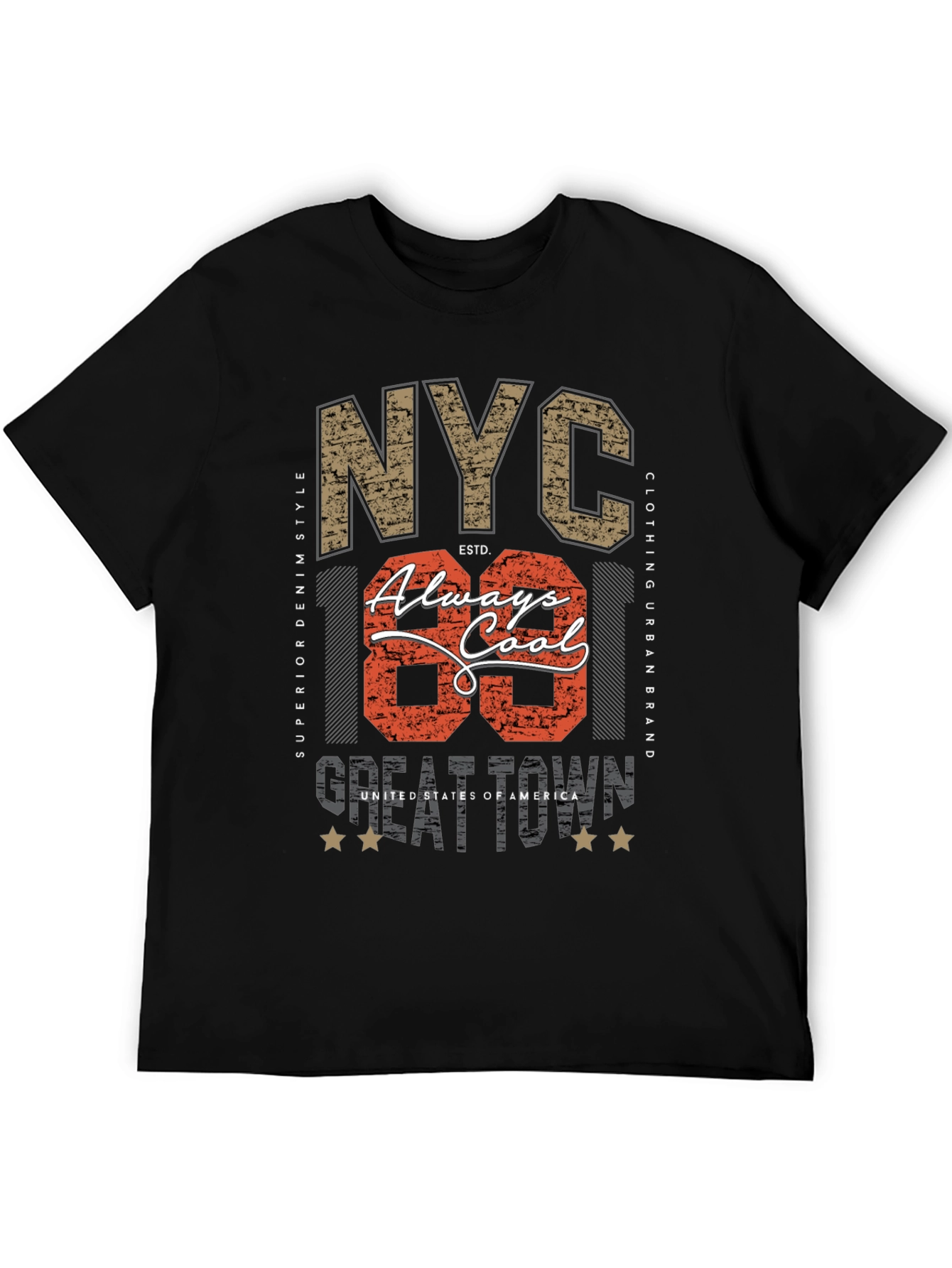 NYC Always Cool Graphic Print Black T-Shirt