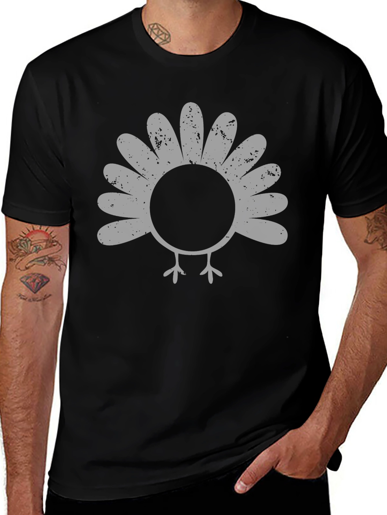 Thanksgiving Turkey Graphic Tee - Black