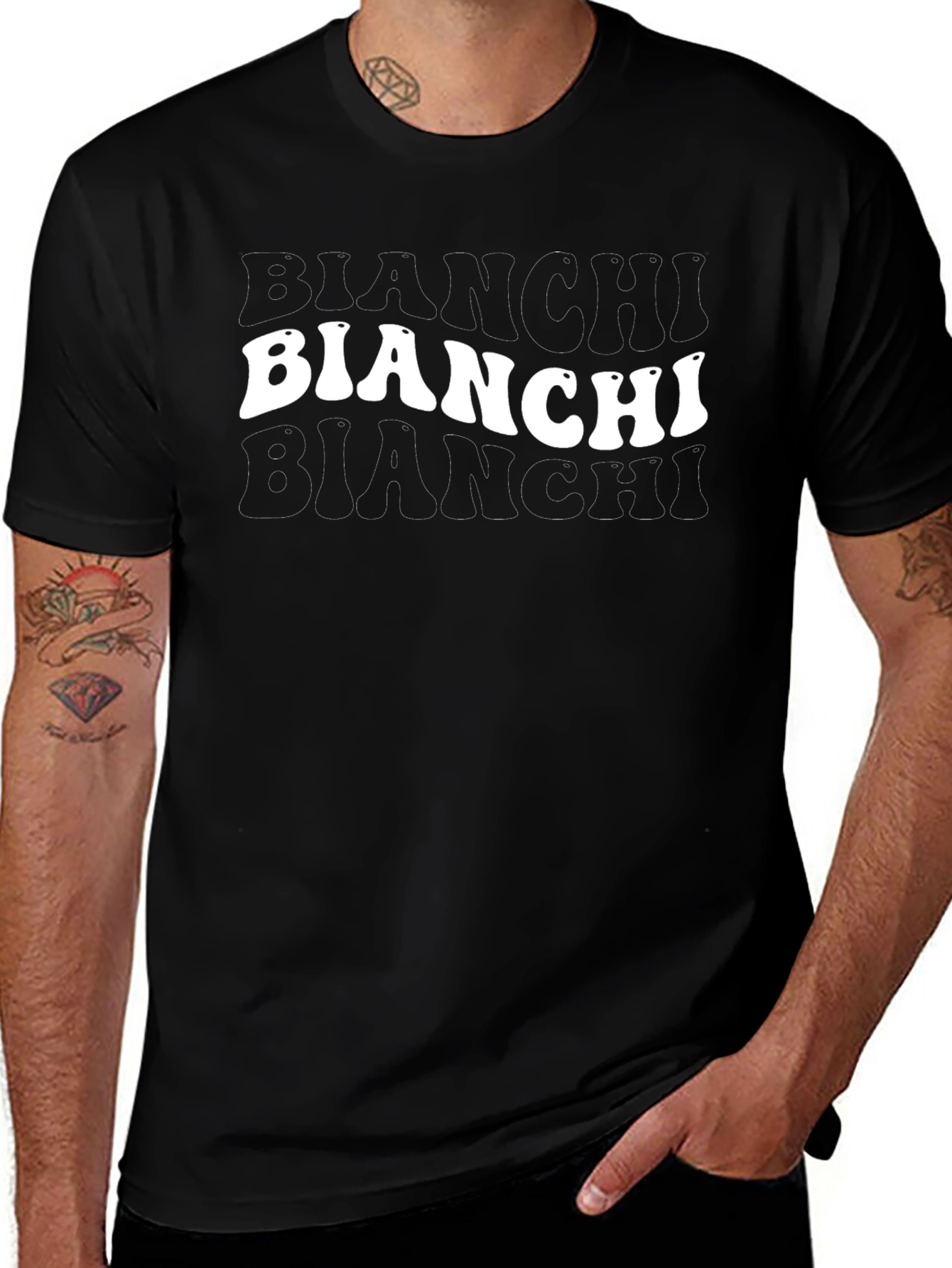 Bianchi Logo Mens Black Graphic T-Shirt
