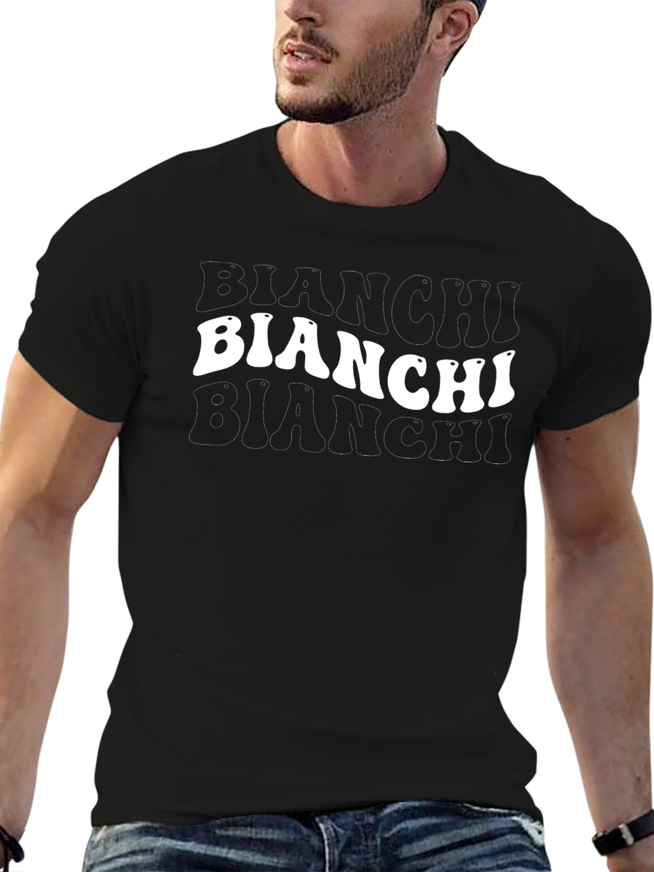 Bianchi Logo Mens Black Graphic T-Shirt