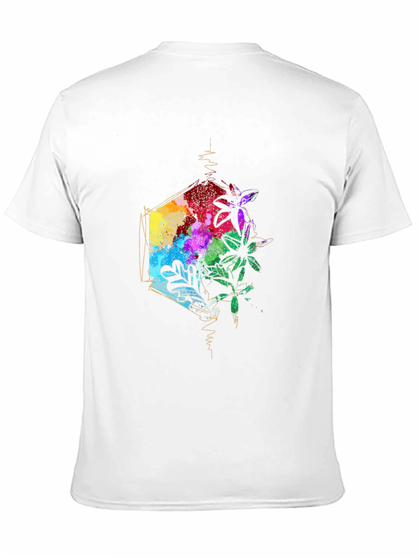 Geometric Floral Mens Black T-Shirt