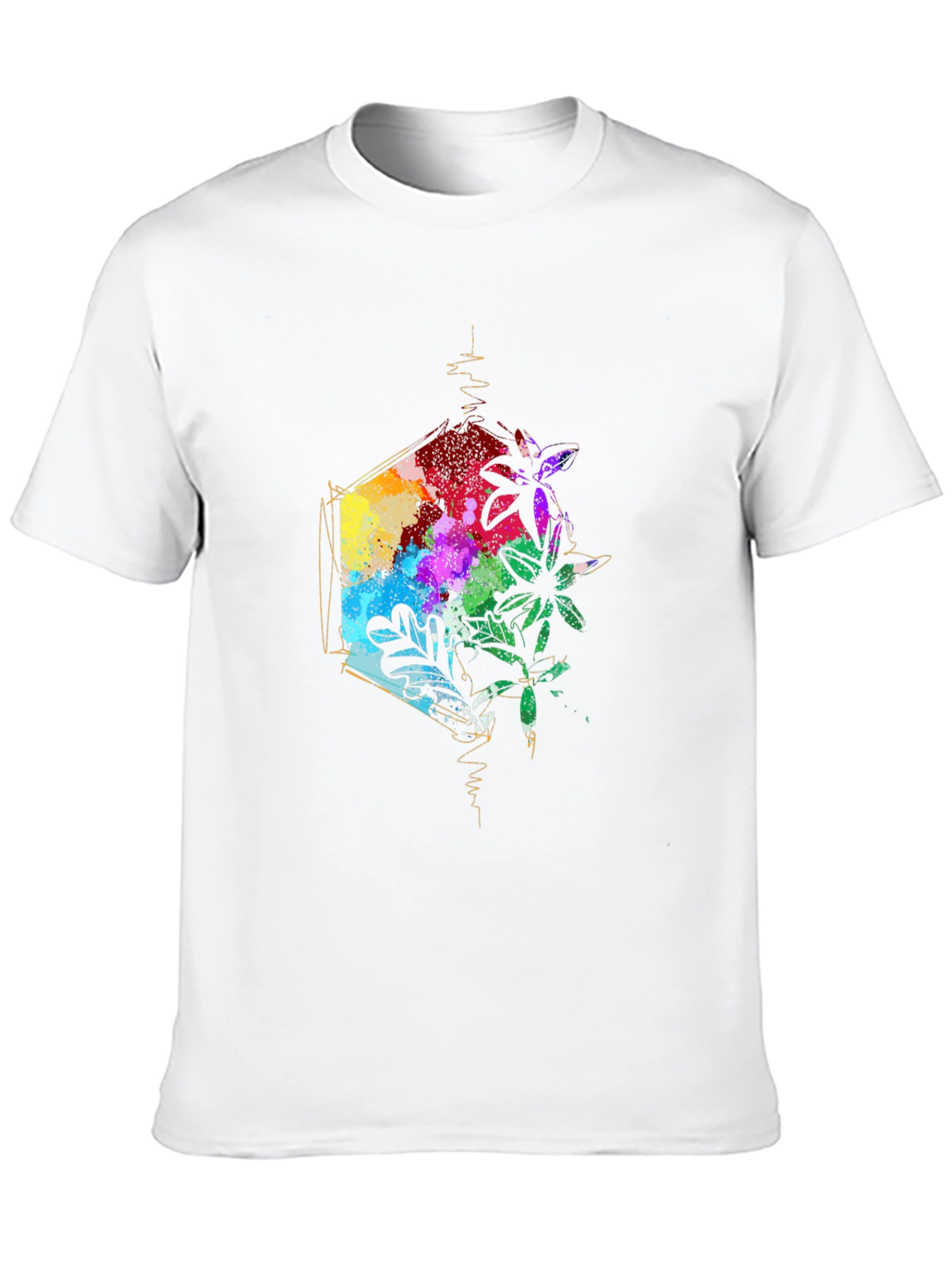 Geometric Floral Mens Black T-Shirt