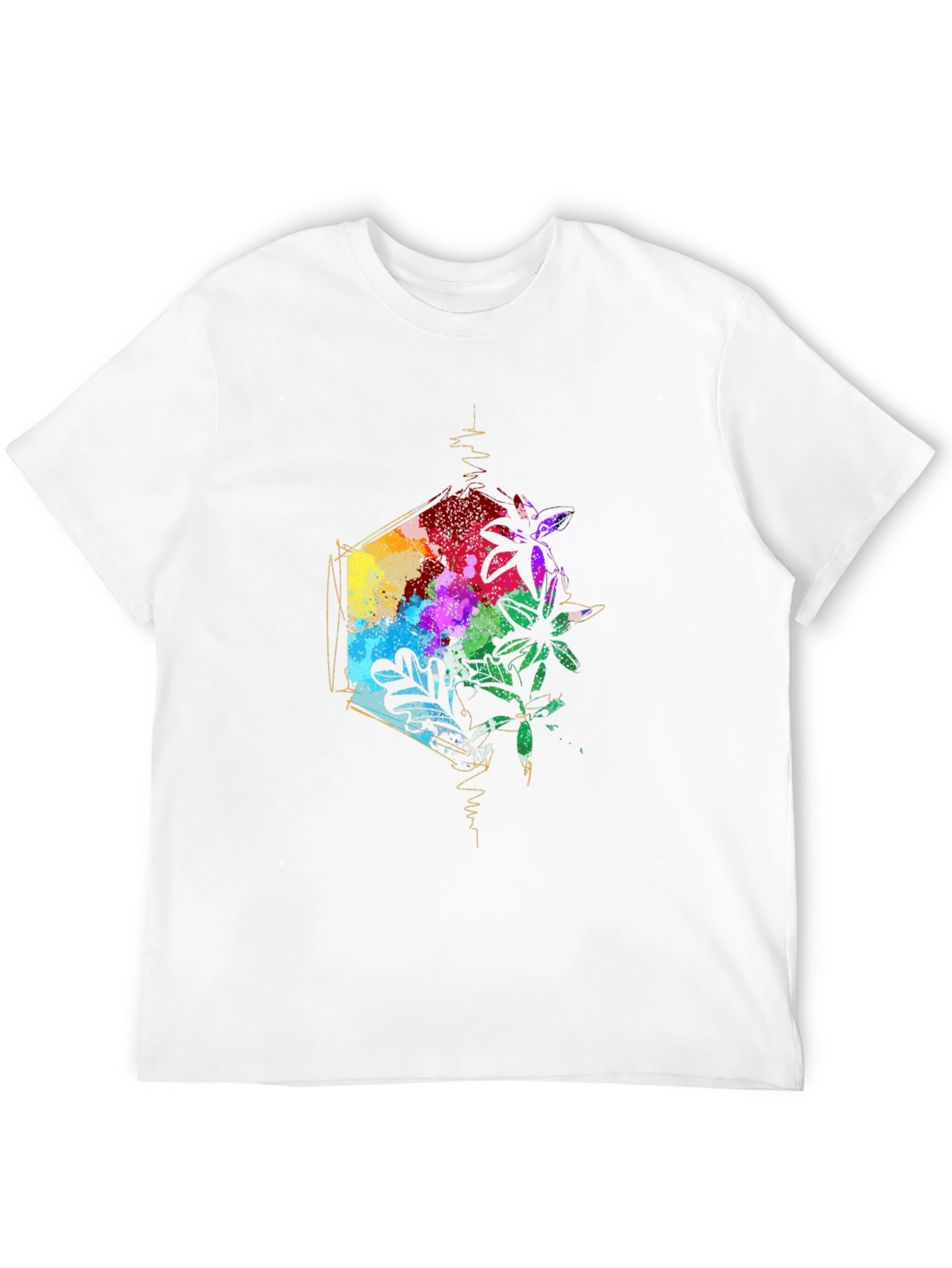 Geometric Floral Mens Black T-Shirt