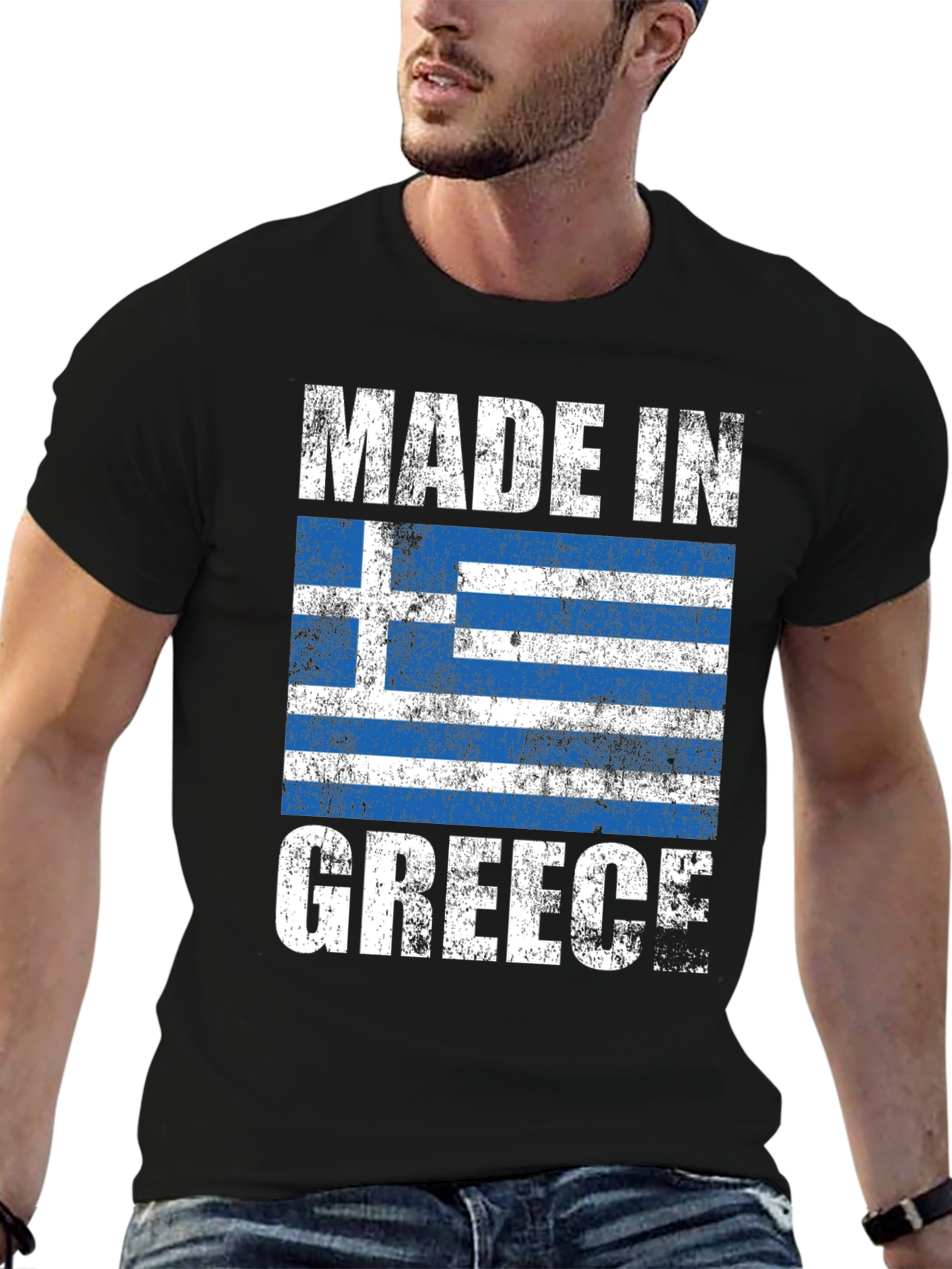 Made in Greece Flag T-Shirt - Distressed Graphic Tee