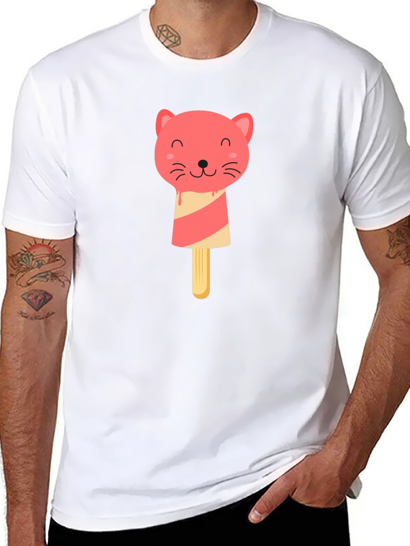 Cat Popsicle T-Shirt - Black Graphic Tee