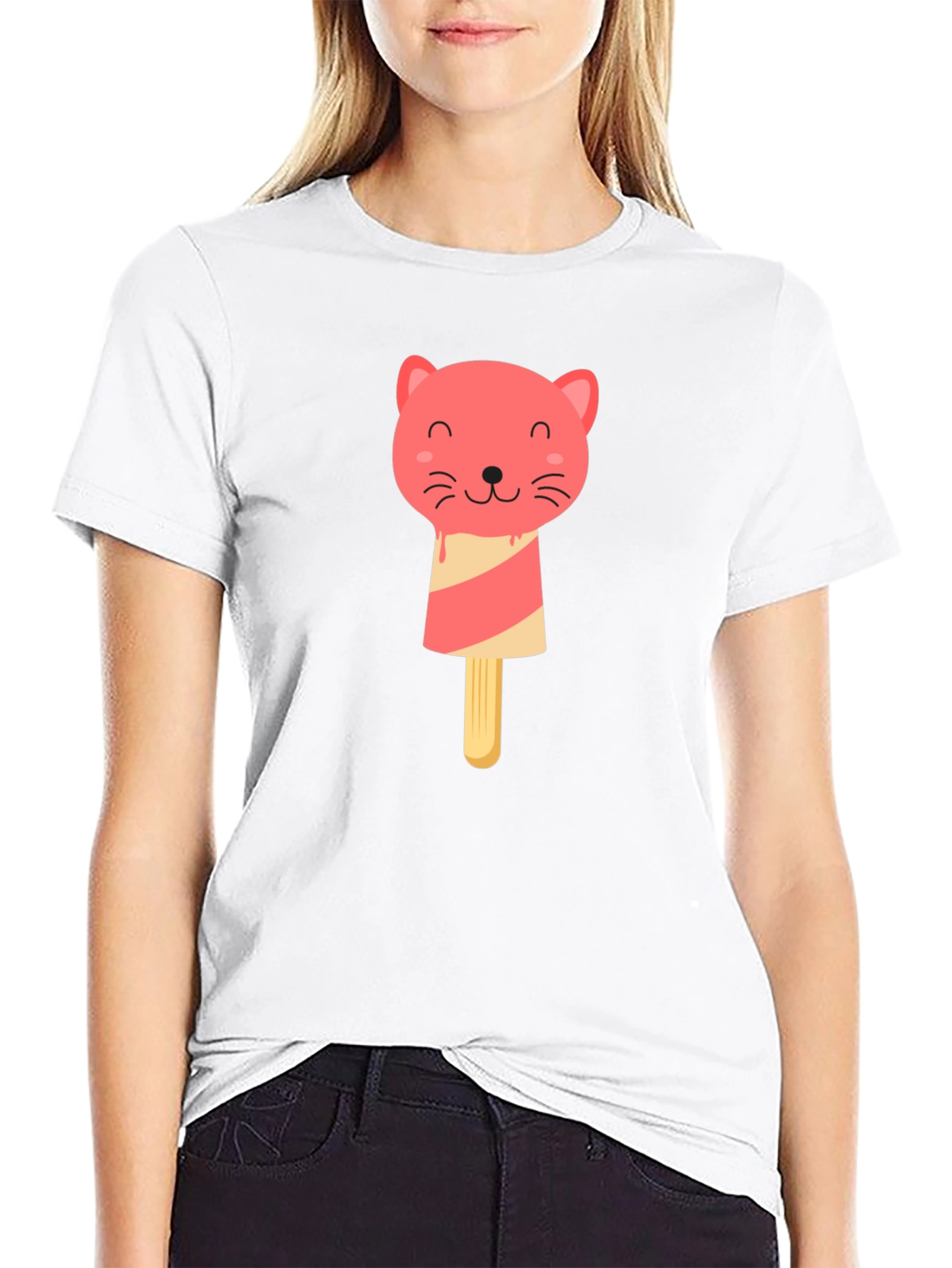 Cat Popsicle T-Shirt - Black Graphic Tee