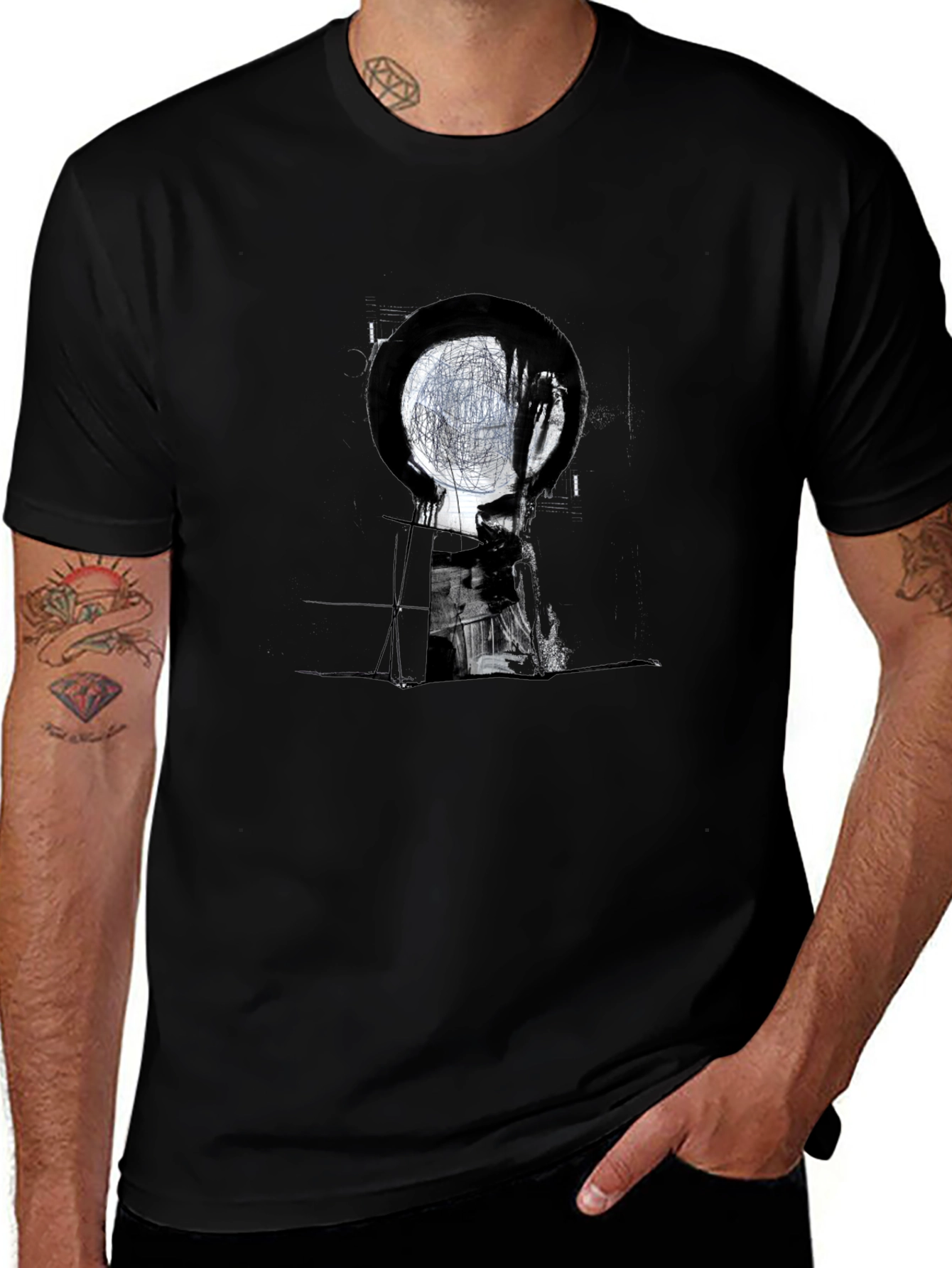 Abstract Graphic Print Black Casual T-Shirt