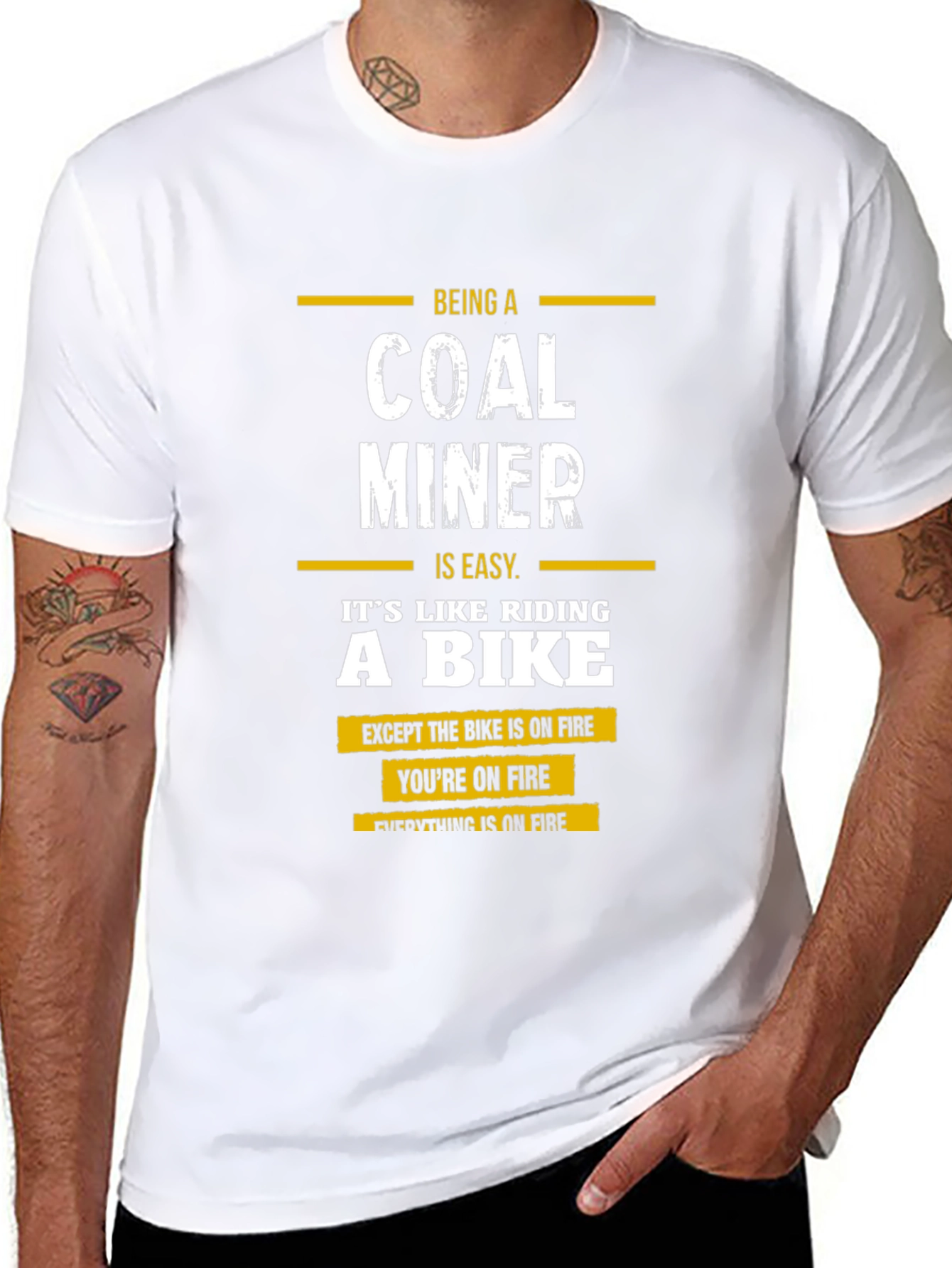 Coal Miner T-Shirt - Riding a Bike on Fire