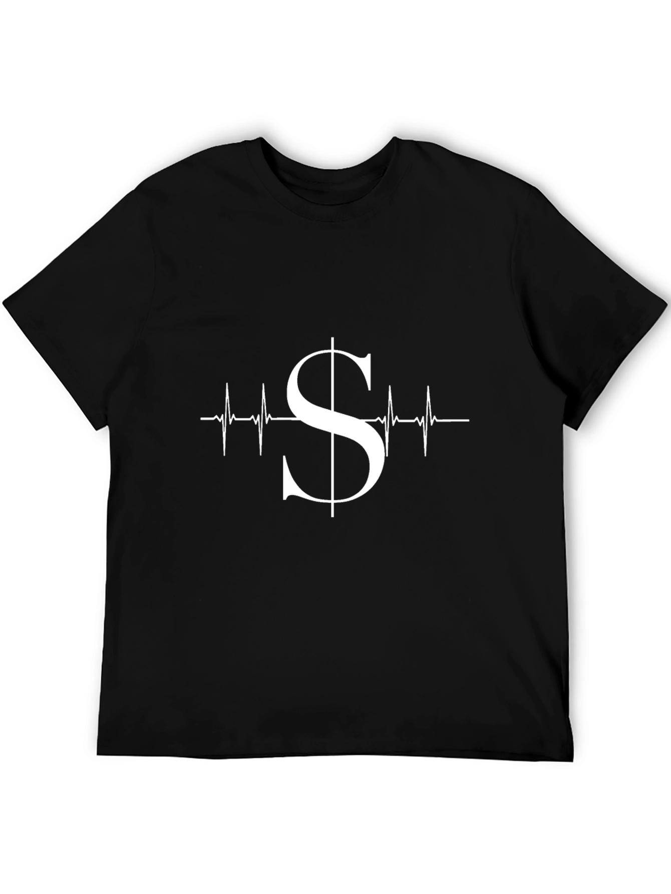 Money Heartbeat Graphic Tee - Black Cotton Blend