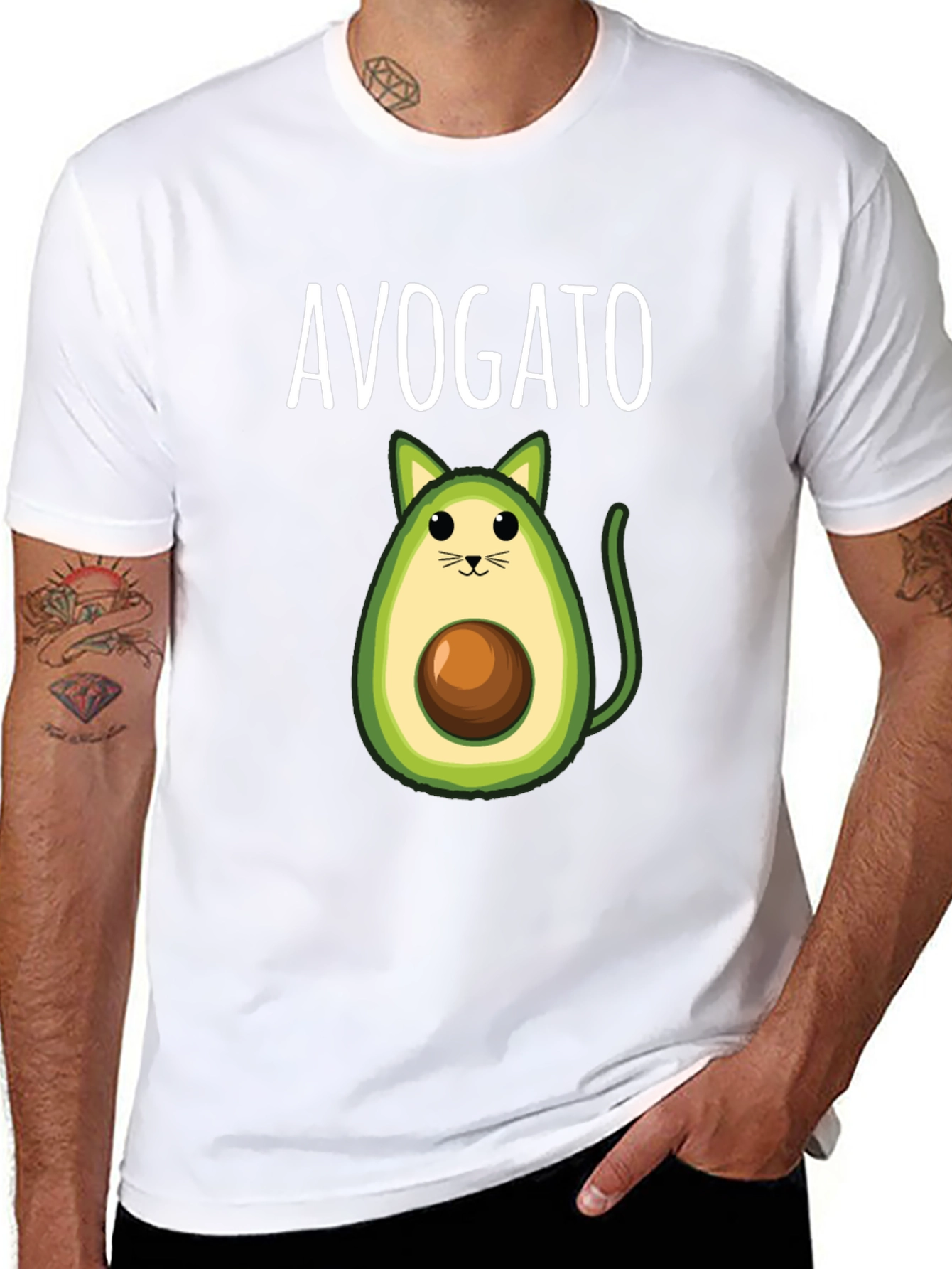 Avogato T-Shirt: Cute Avocado Cat Graphic Tee