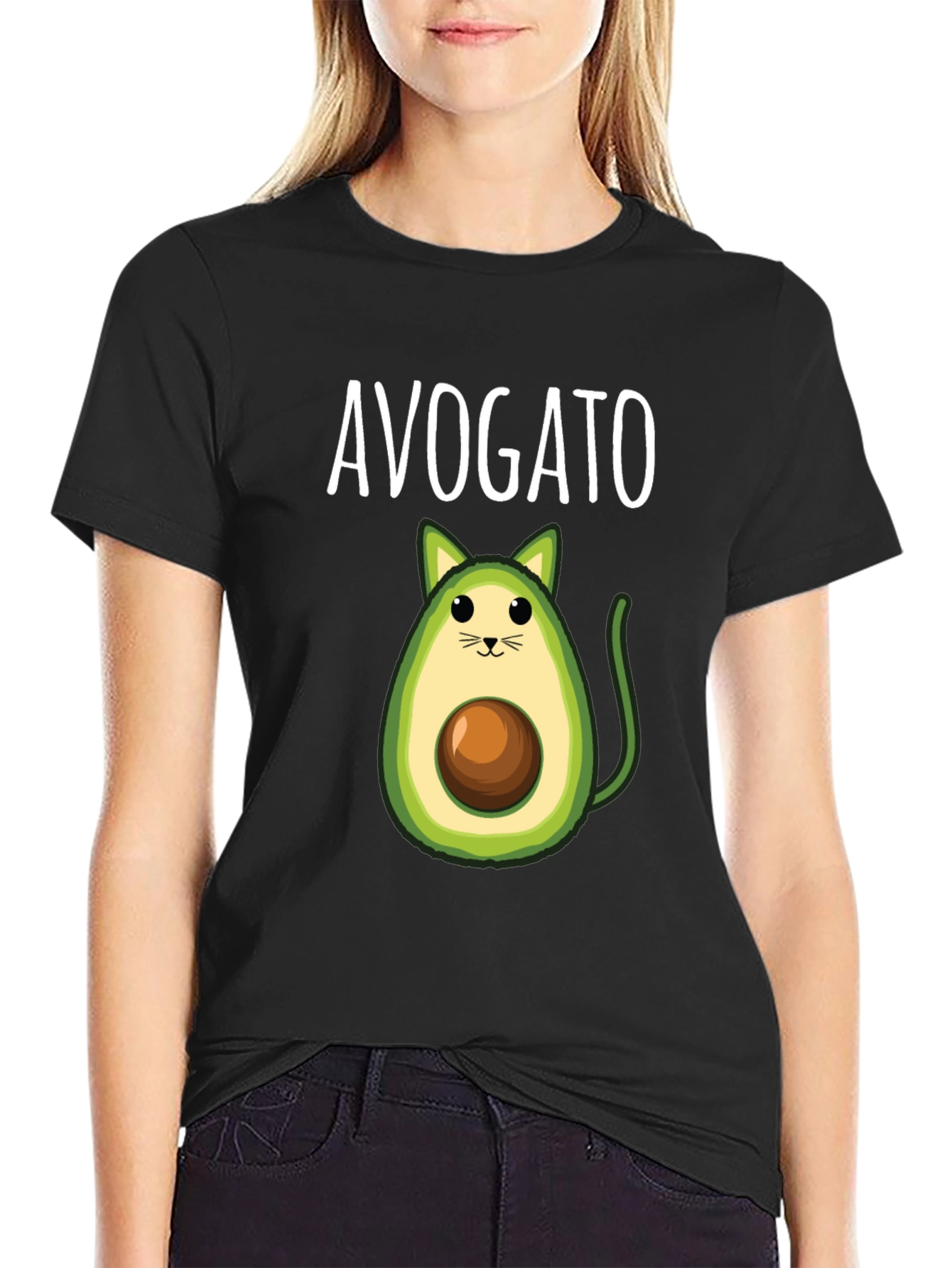 Avogato T-Shirt: Cute Avocado Cat Graphic Tee
