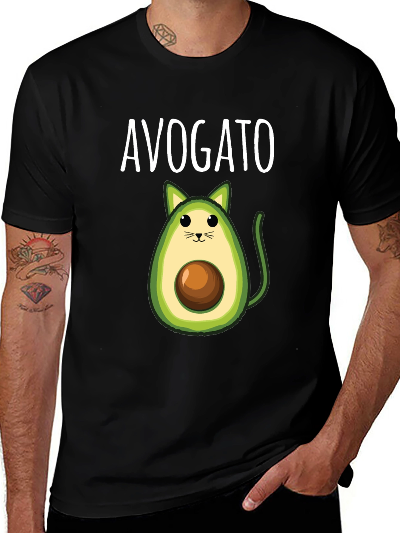 Avogato T-Shirt: Cute Avocado Cat Graphic Tee