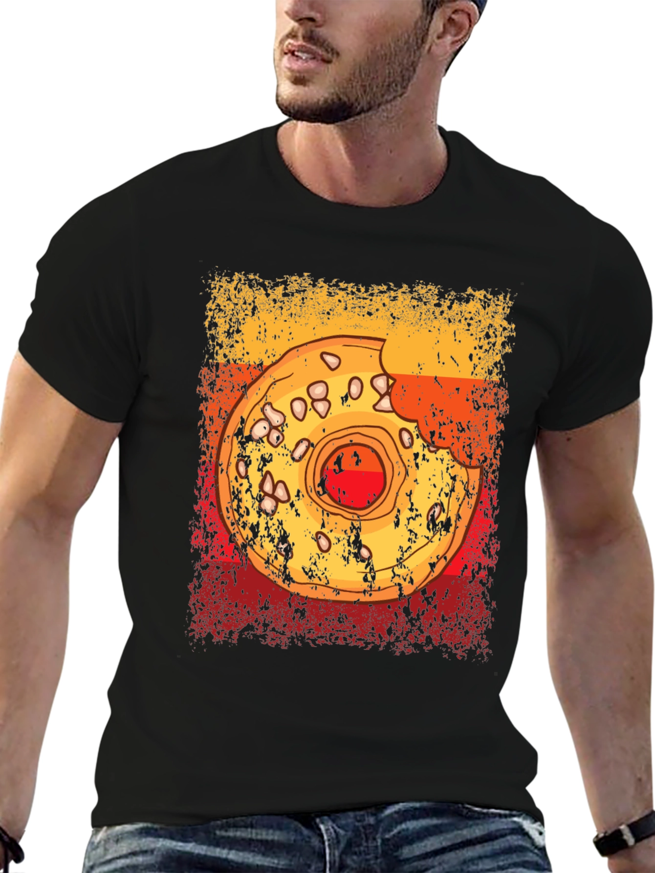 Distressed Donut Graphic T-Shirt - Casual Comfort