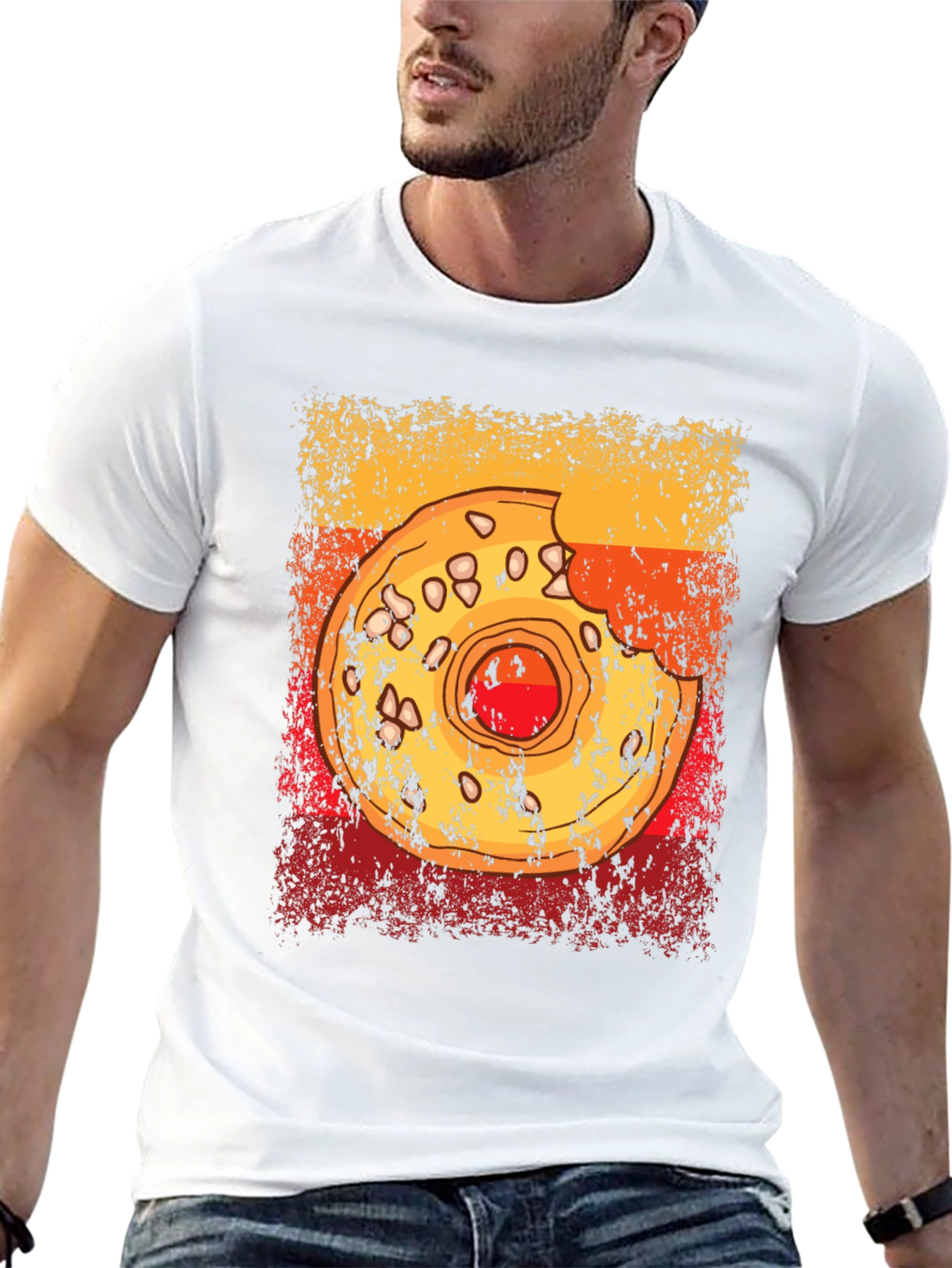 Distressed Donut Graphic T-Shirt - Casual Comfort