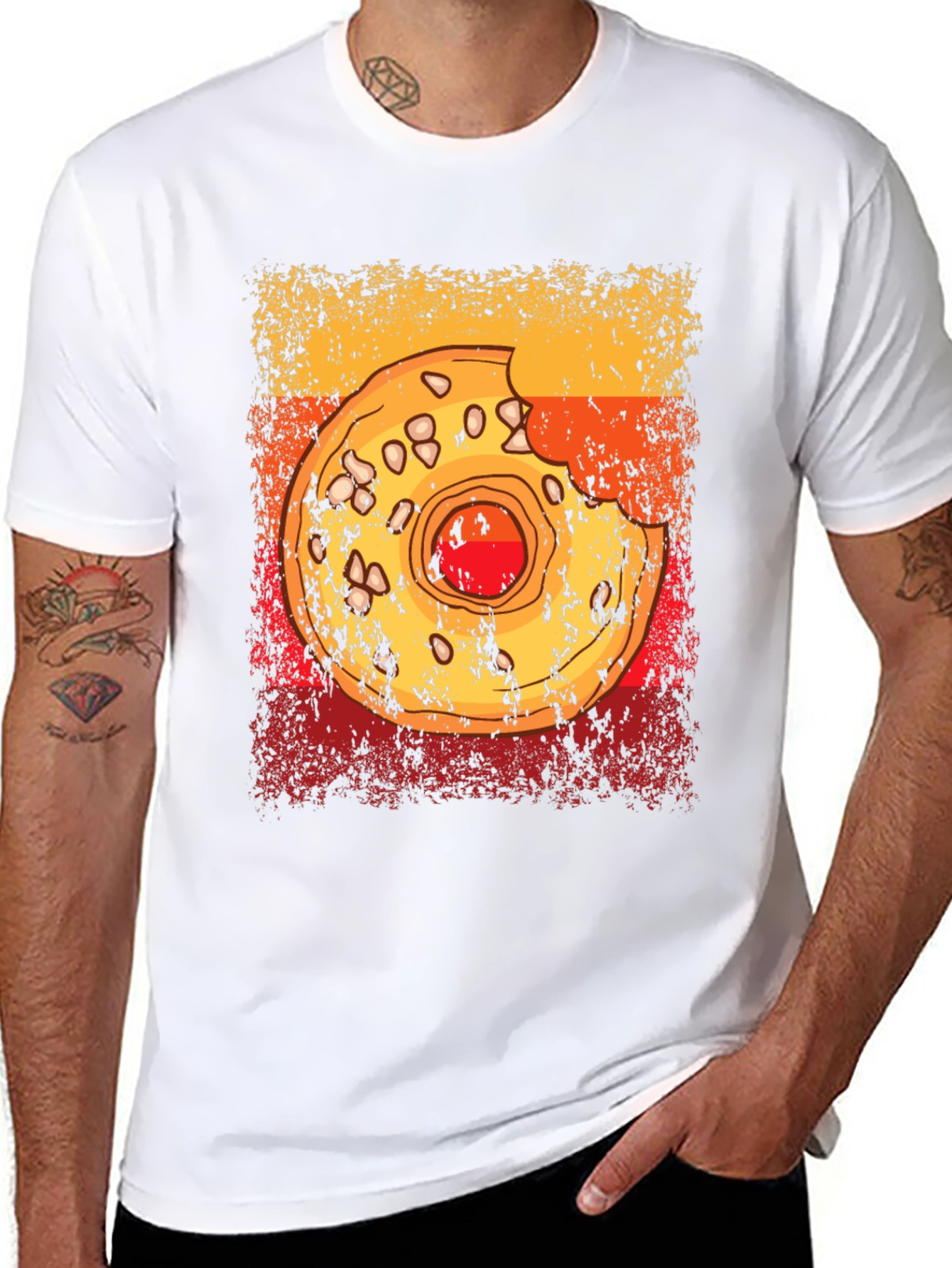 Distressed Donut Graphic T-Shirt - Casual Comfort