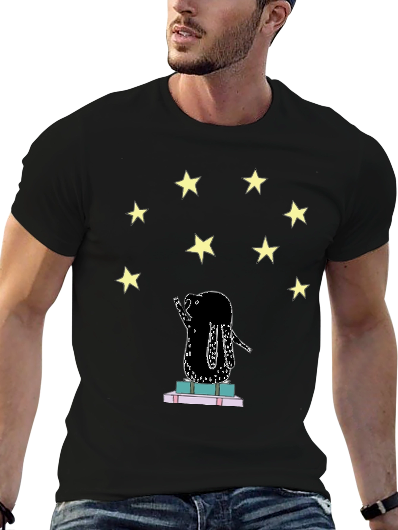Starry Reader Graphic Tee - Unisex Black T-Shirt