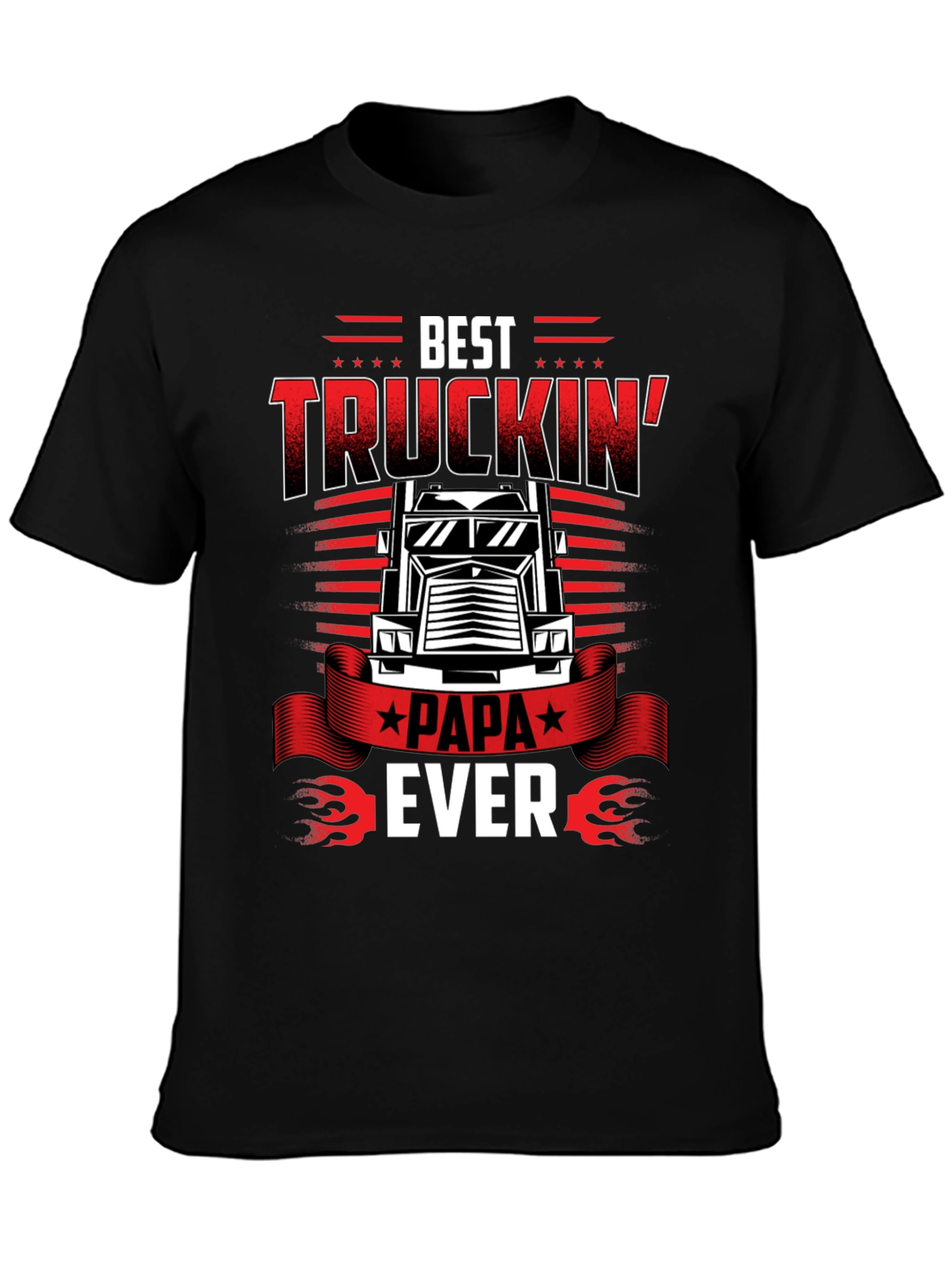 Best Truckin Papa Ever Black T-Shirt