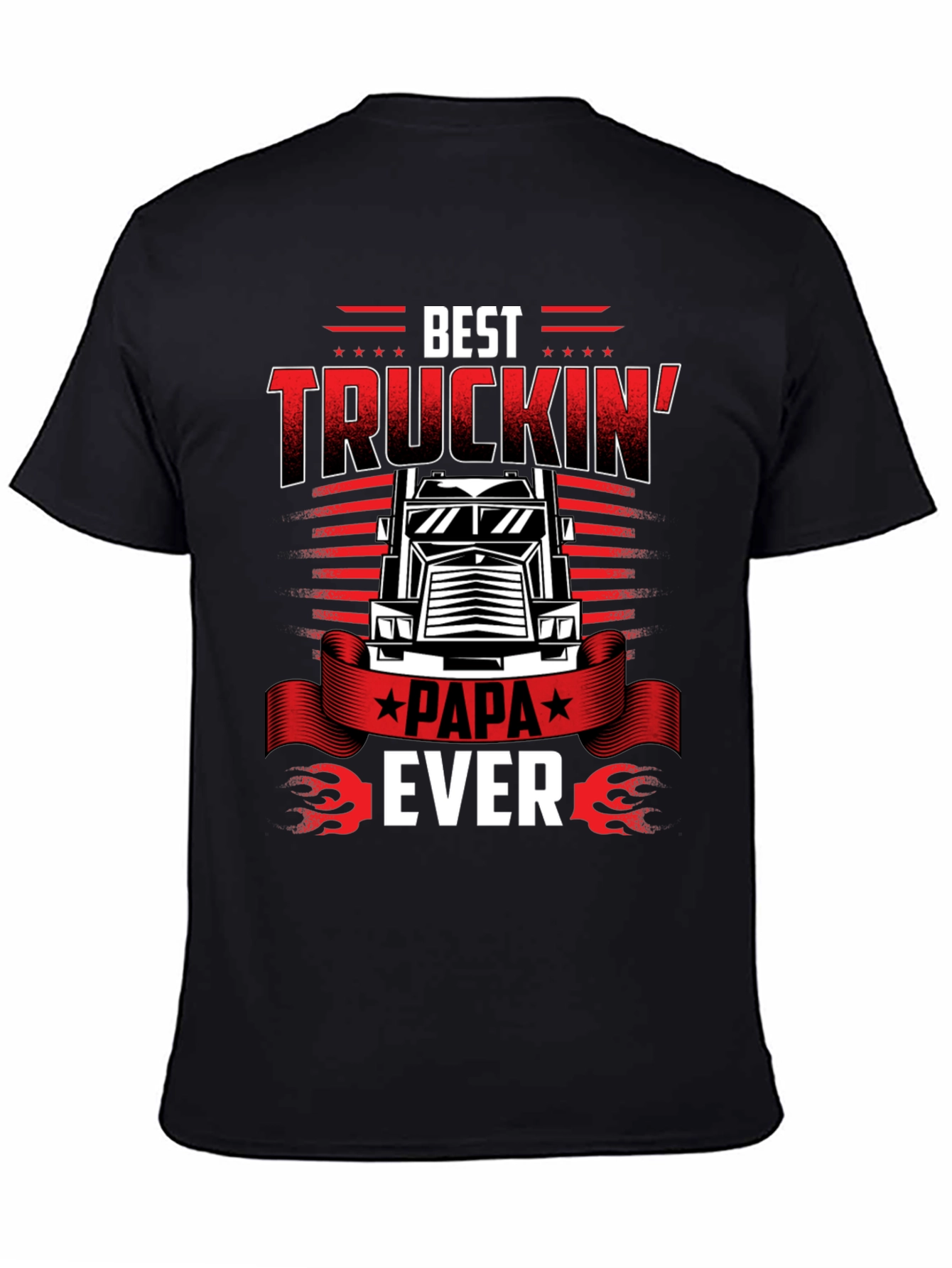 Best Truckin Papa Ever Black T-Shirt