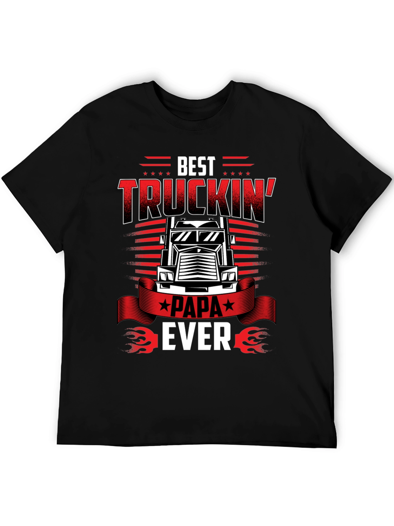 Best Truckin Papa Ever Black T-Shirt