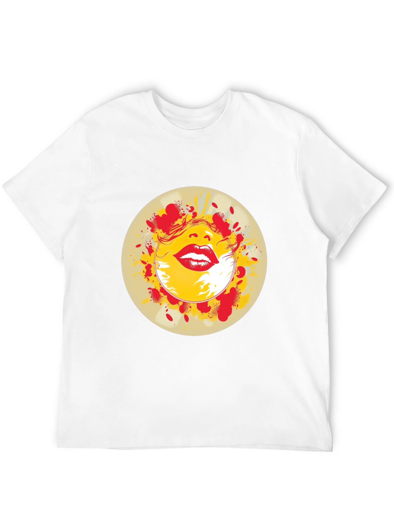 Abstract Lips Graphic Print Black T-Shirt