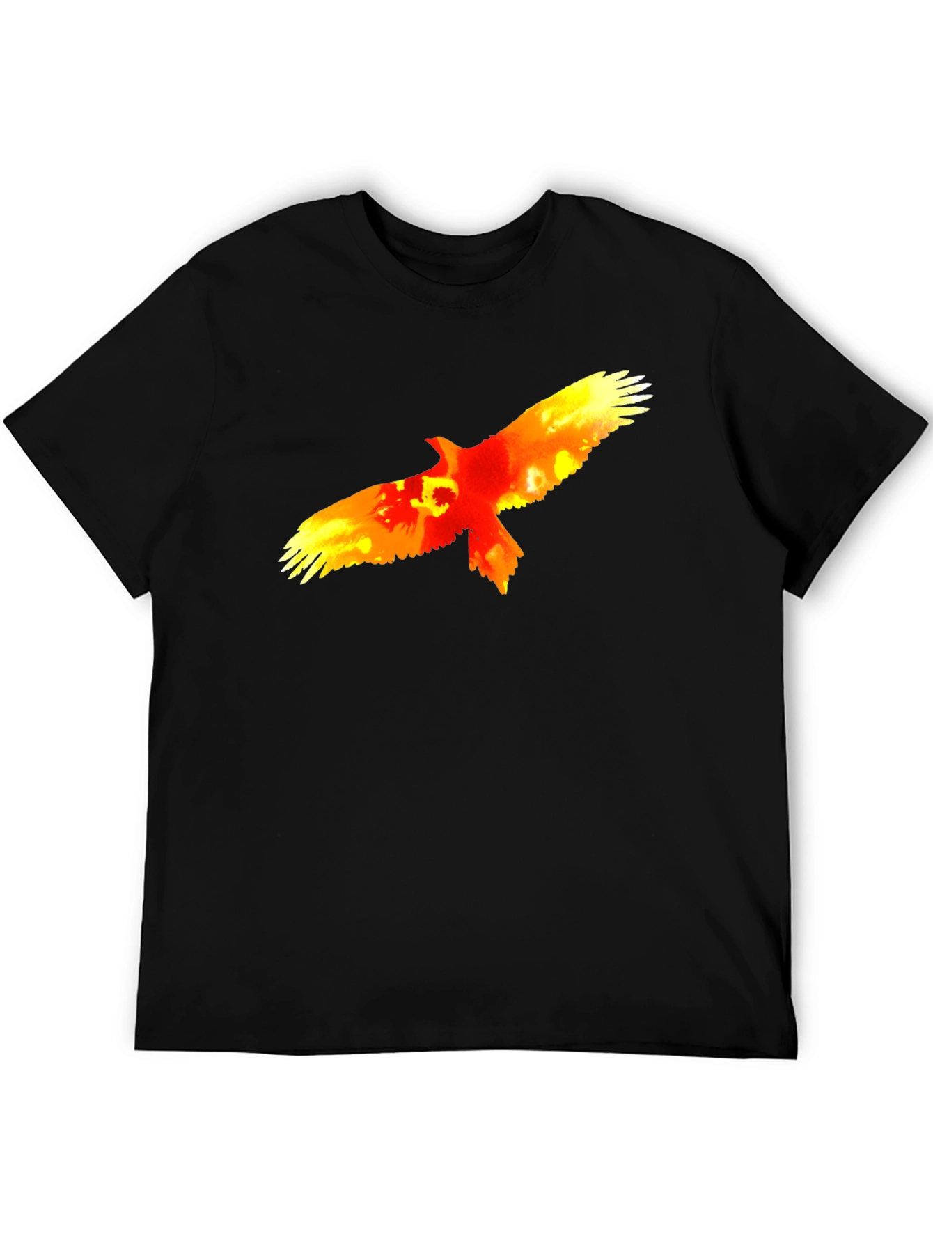 Fiery Eagle Graphic Tee - Bold Black Cotton T-Shirt