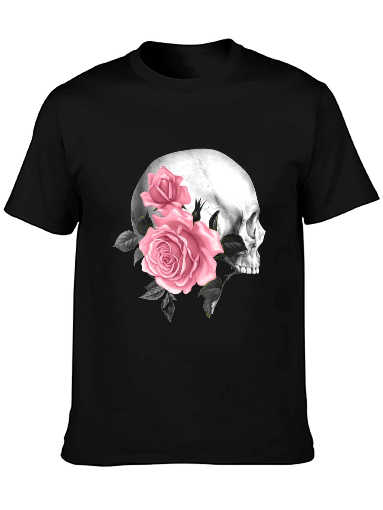 Skull & Roses Graphic T-Shirt - Mens Black Tee
