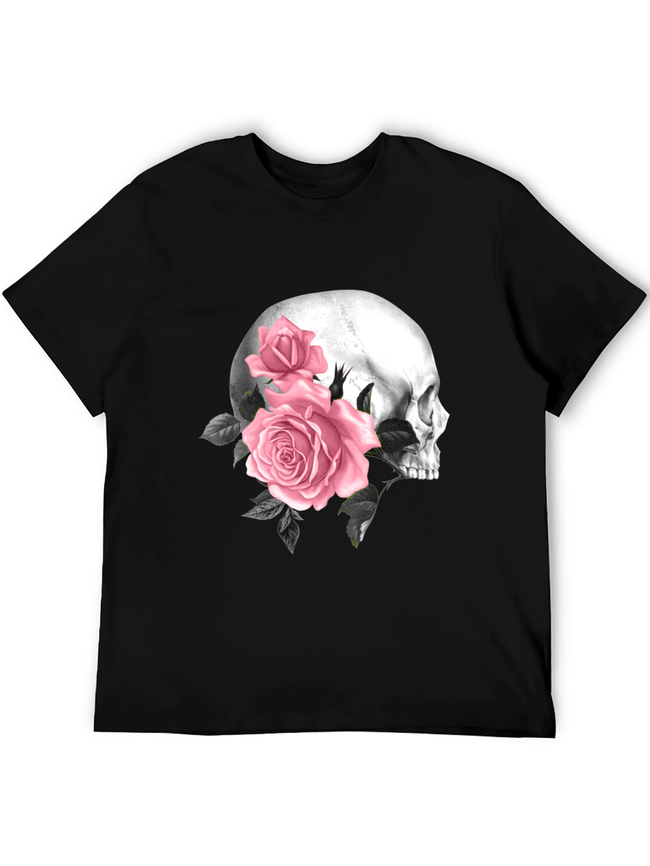 Skull & Roses Graphic T-Shirt - Mens Black Tee
