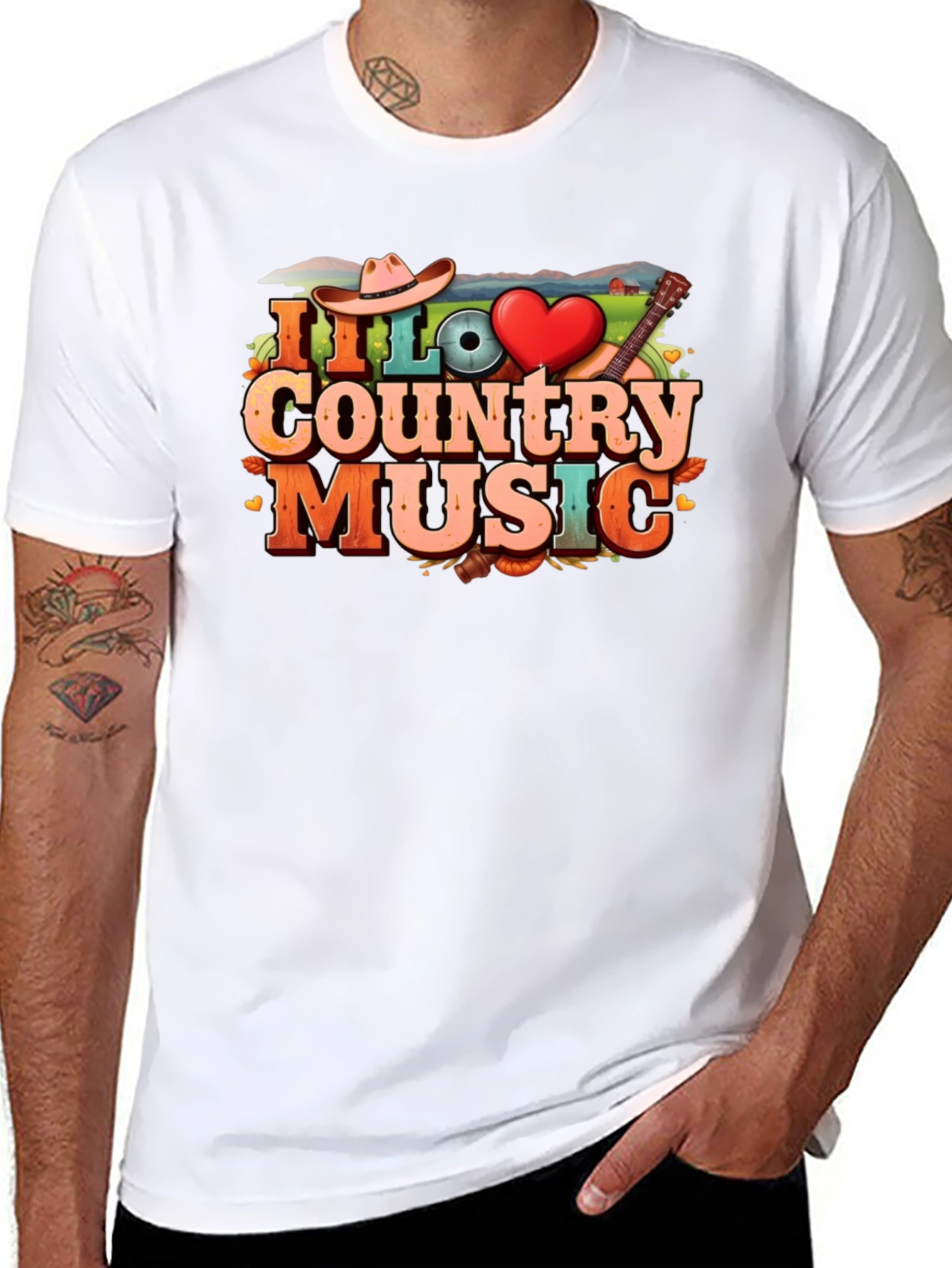 I Love Country Music Black T-Shirt