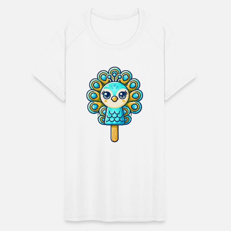 An ice cream in the shape of a smiling peacock