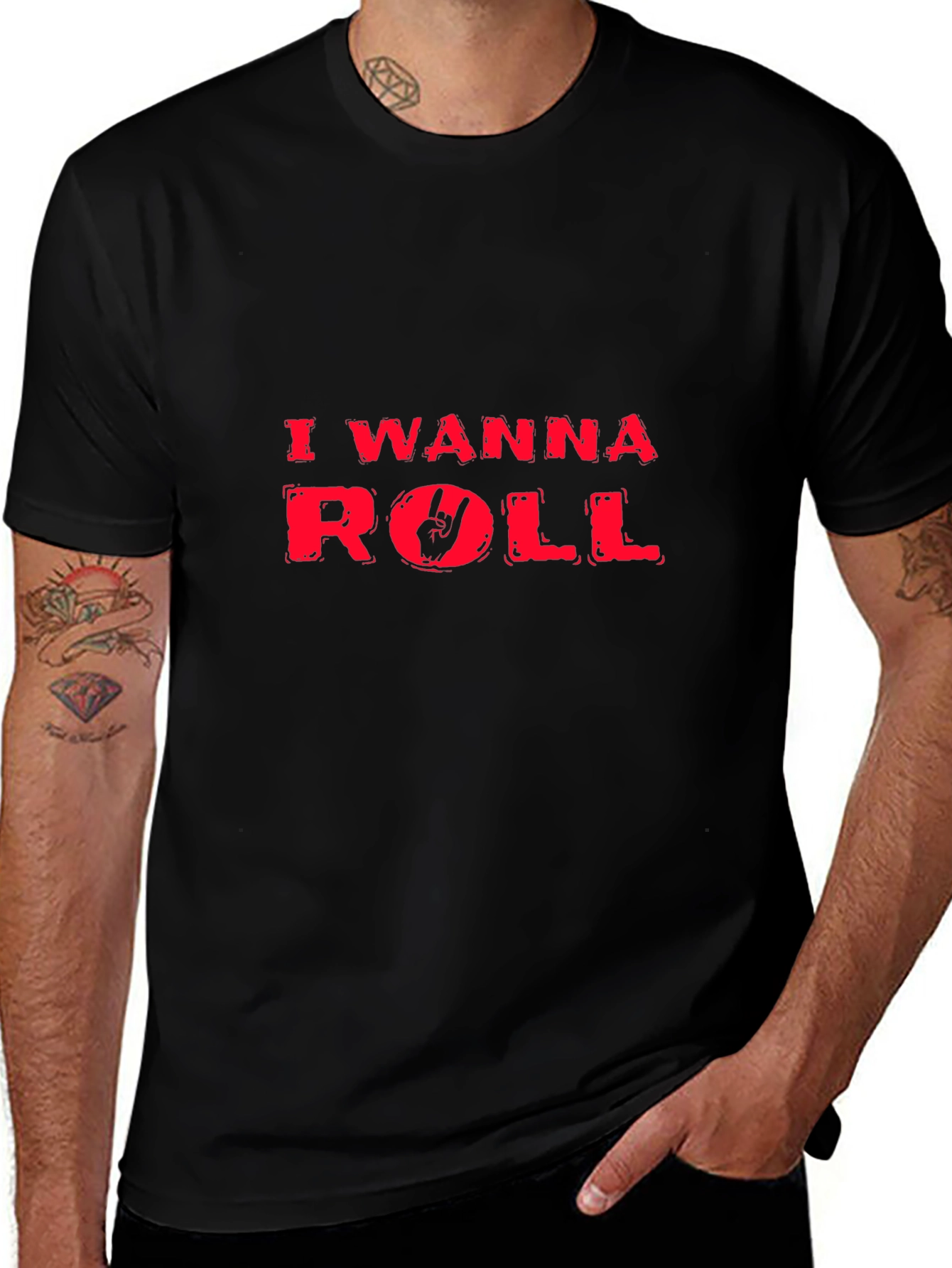 Rock On! Mens I Wanna Roll Graphic Tee