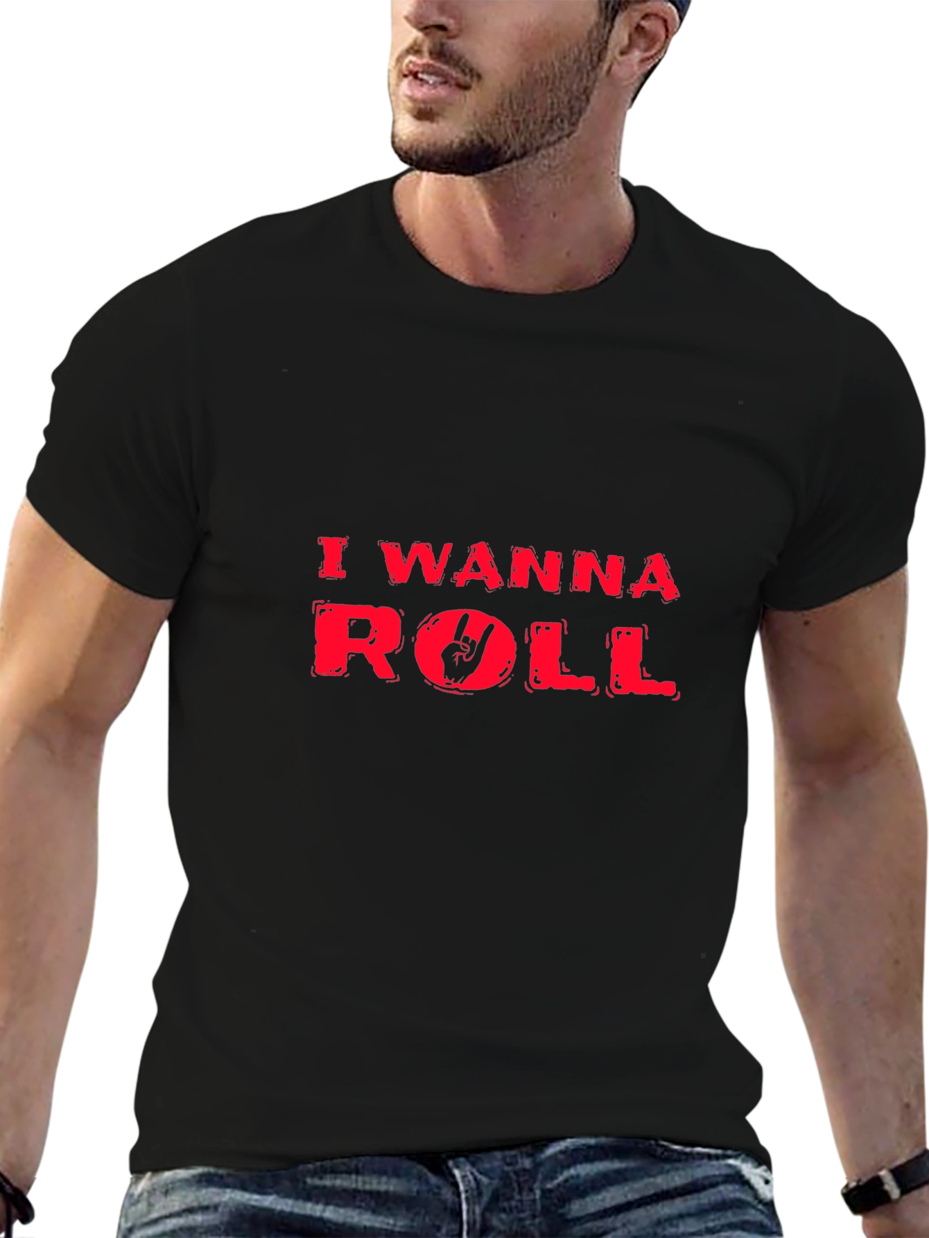 Rock On! Mens I Wanna Roll Graphic Tee