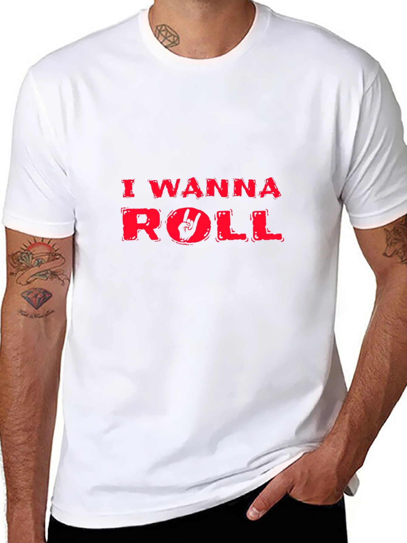Rock On! Mens I Wanna Roll Graphic Tee