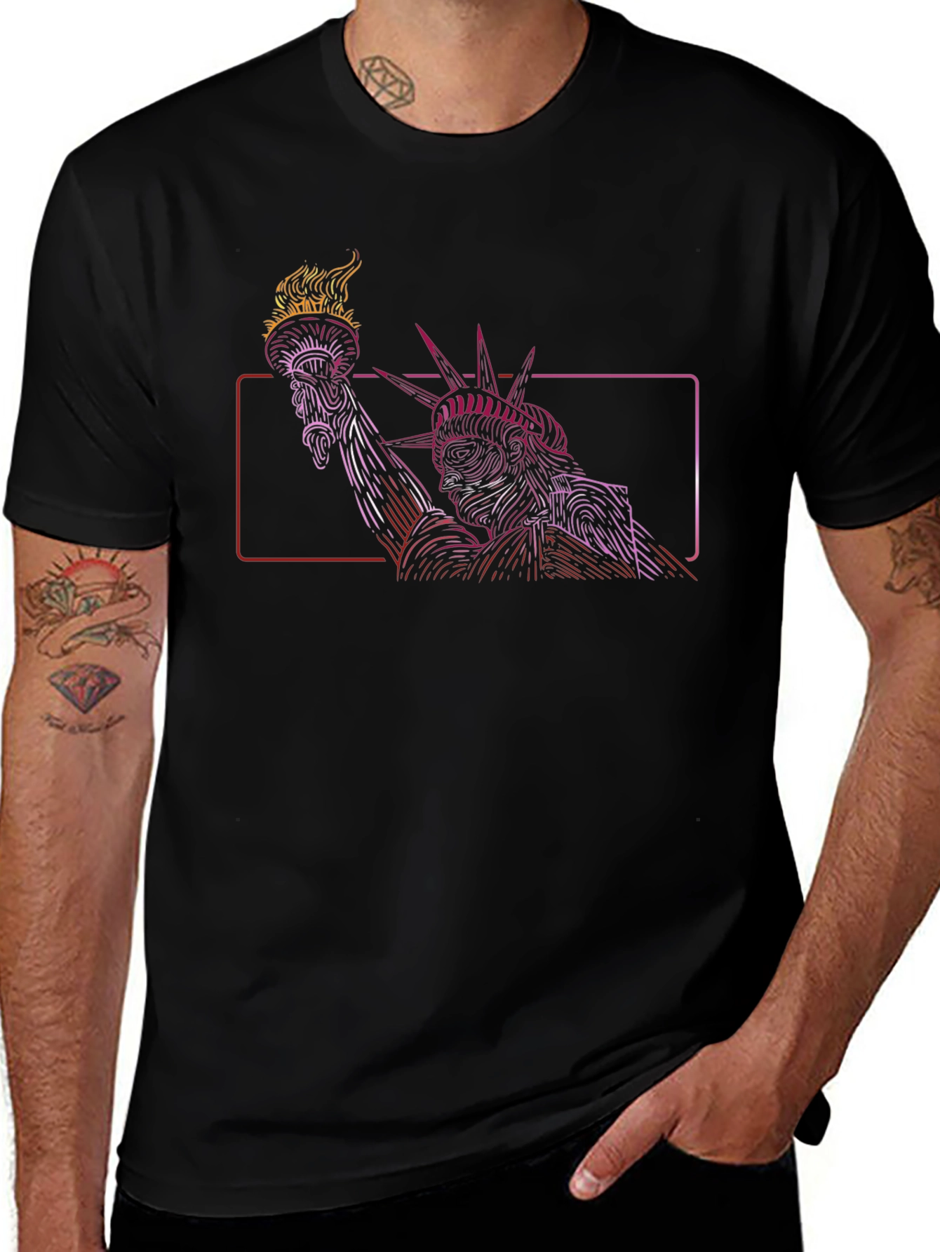 Statue of Liberty Graphic Tee - Mens Black T-Shirt