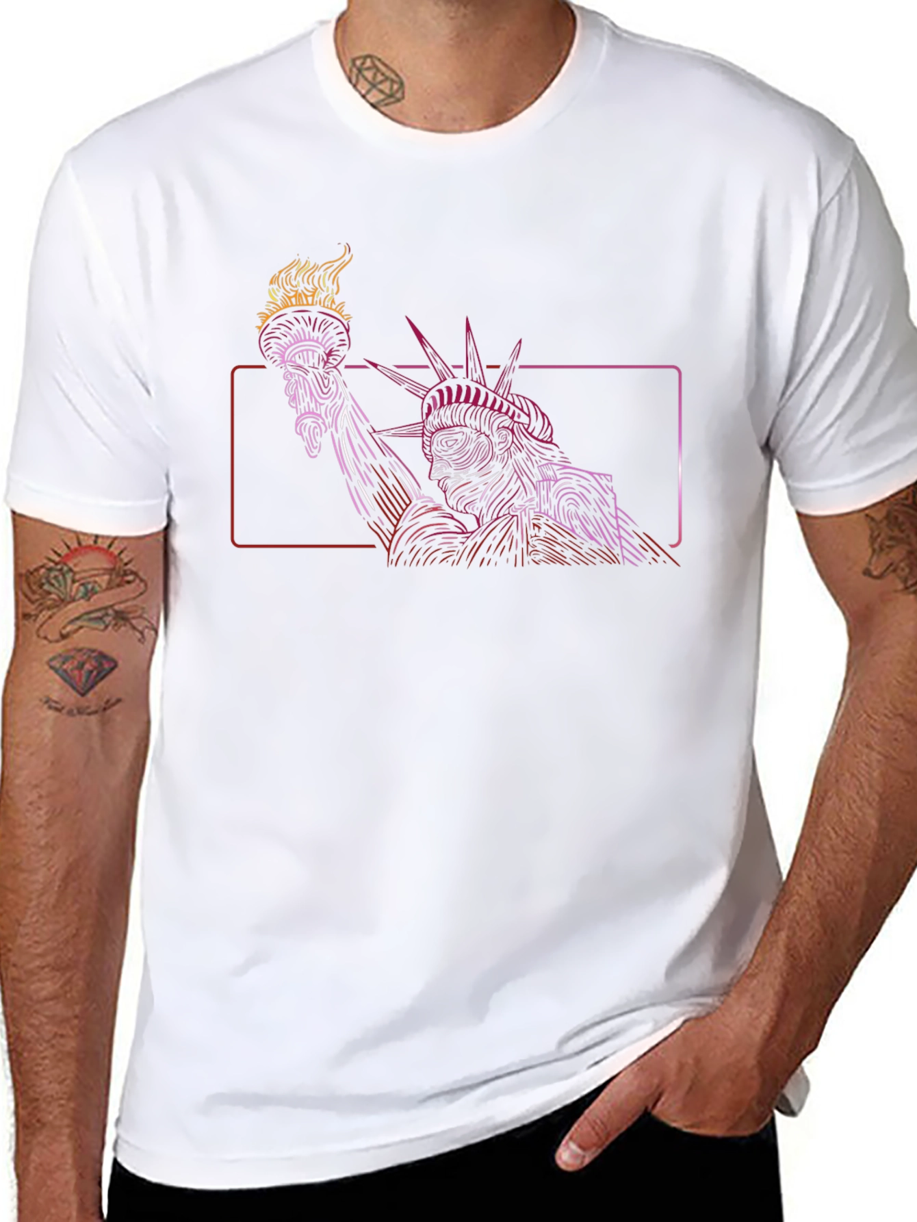 Statue of Liberty Graphic Tee - Mens Black T-Shirt