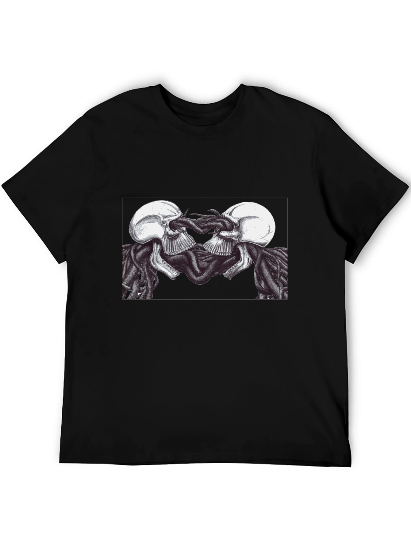 Skull Kiss Graphic Tee - Edgy Black T-Shirt