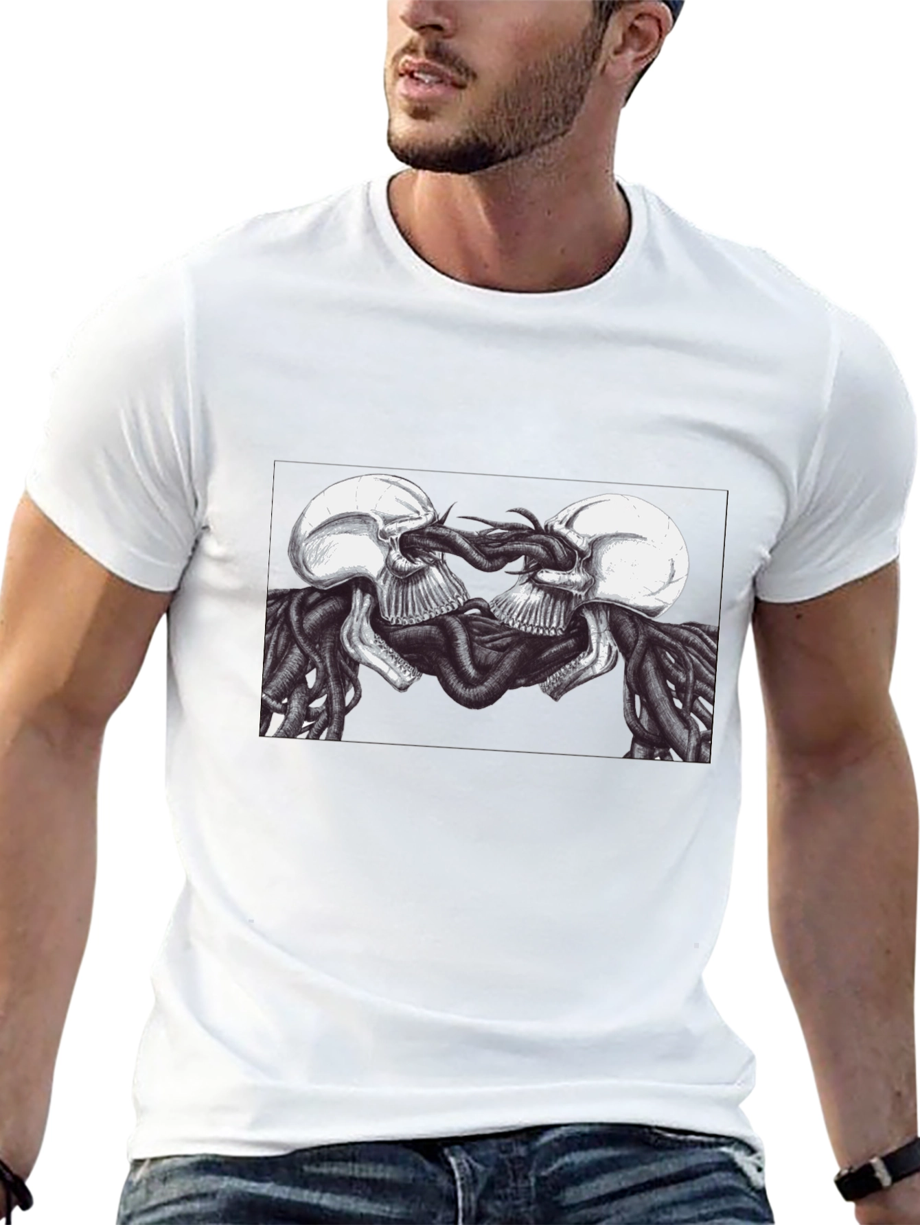 Skull Kiss Graphic Tee - Edgy Black T-Shirt