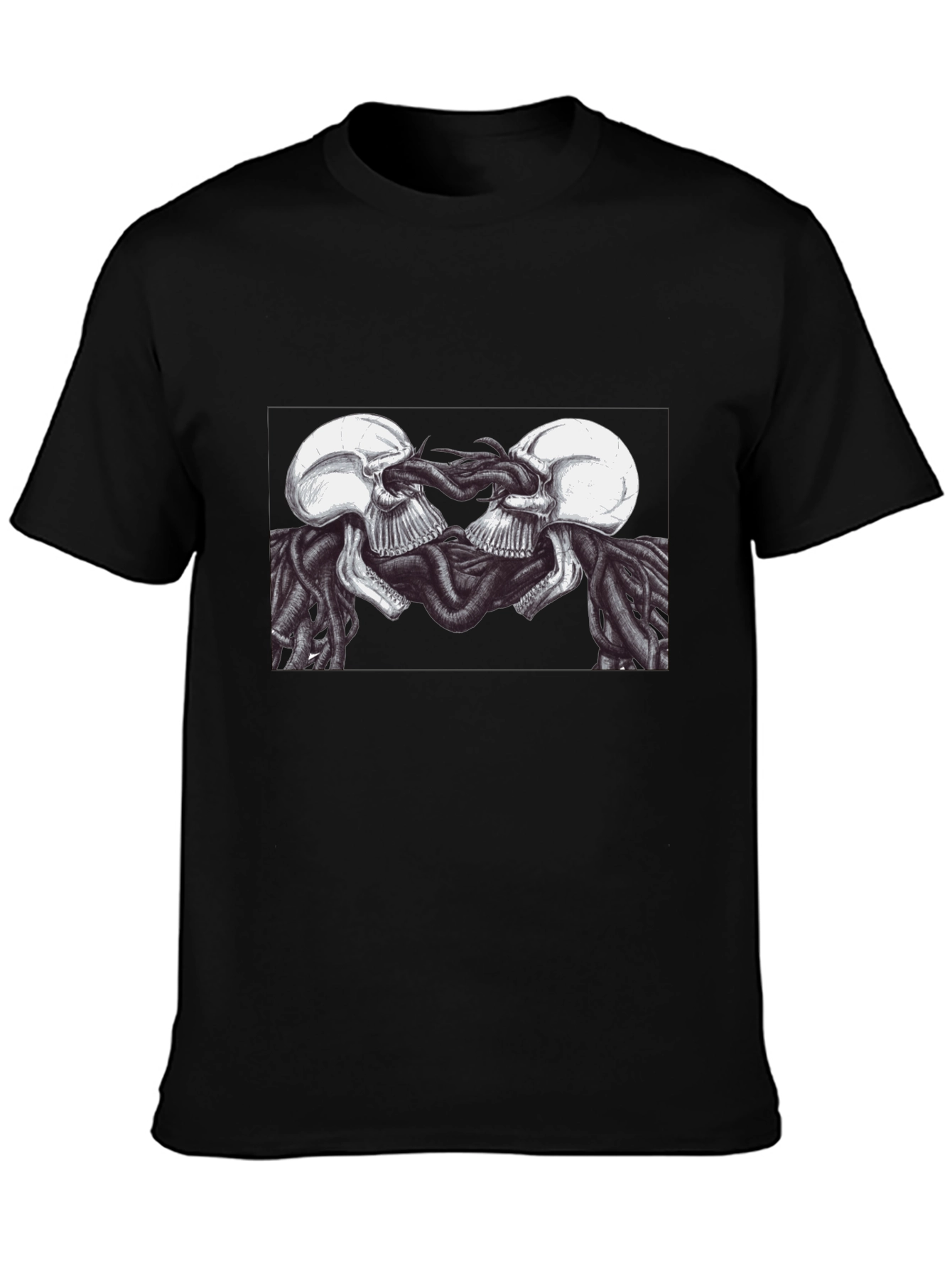Skull Kiss Graphic Tee - Edgy Black T-Shirt